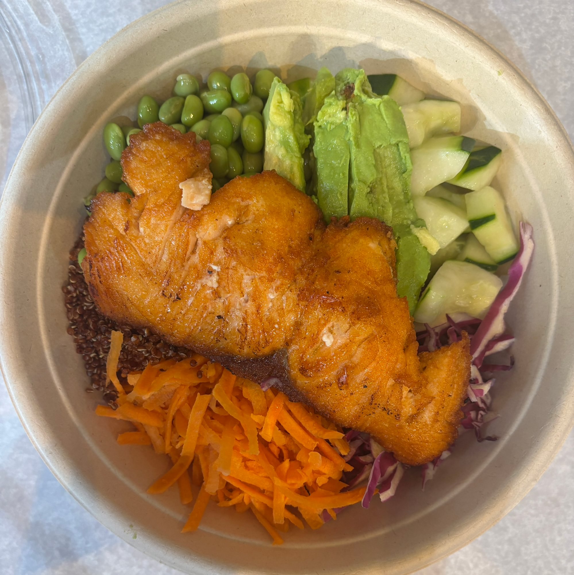 Salmon and Raw Veggies Bowl