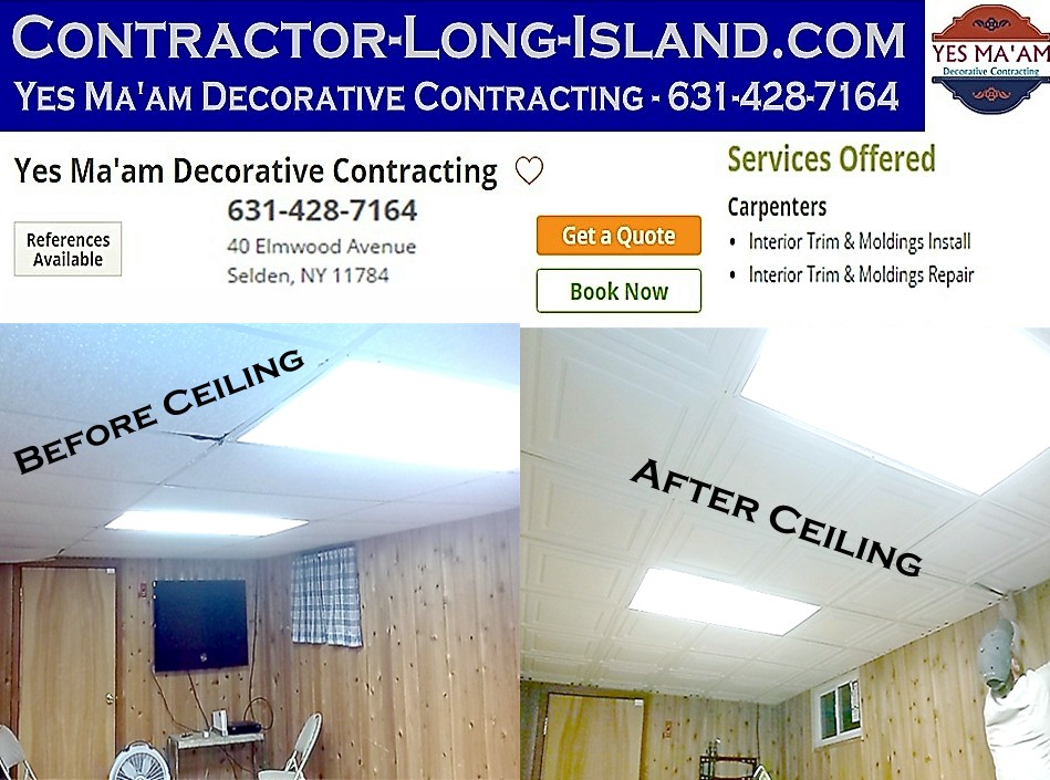 Acoustic Tile Ceilings Before and After | 631-428-7164 | Contractor Long Island