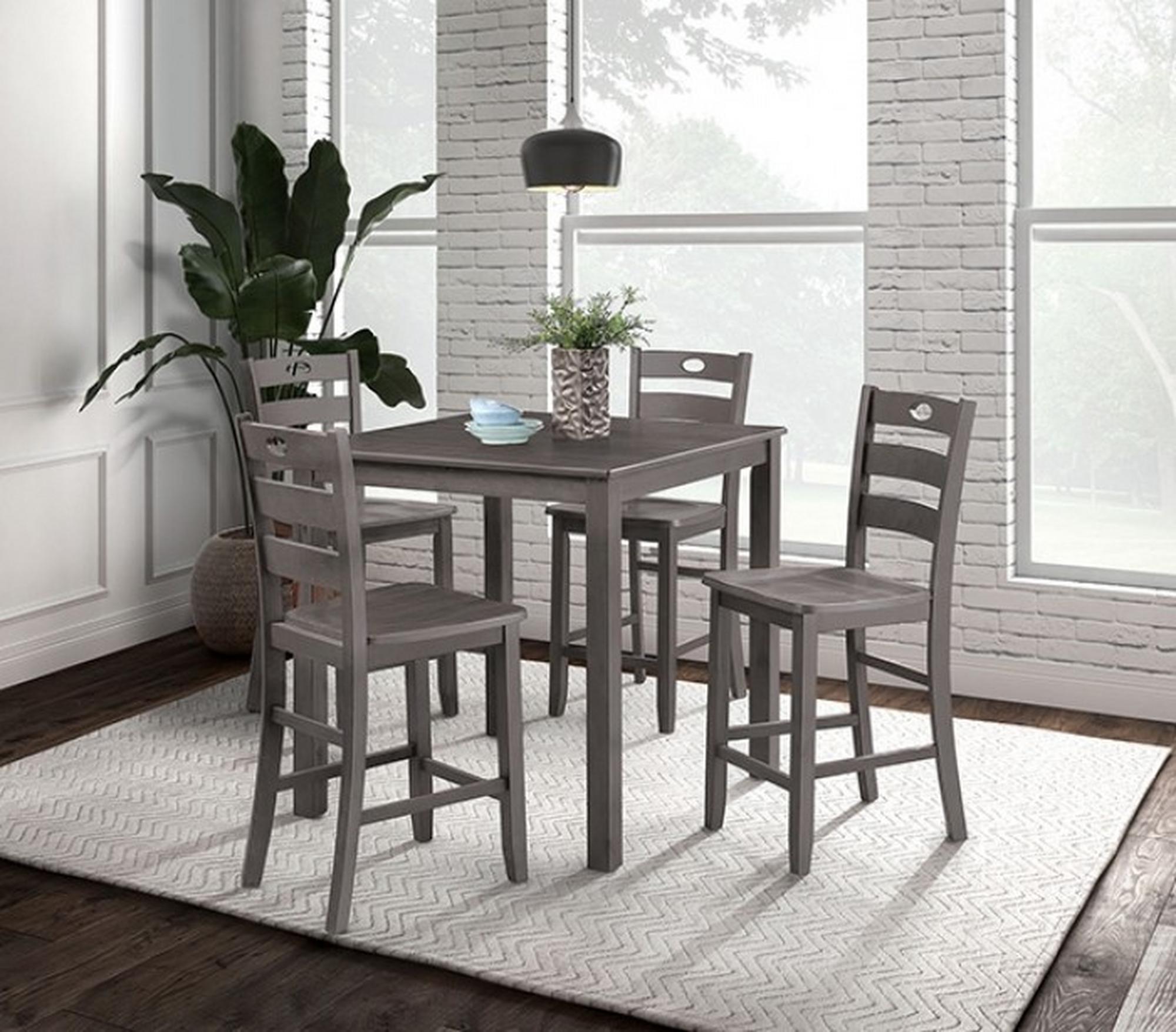 Lubbock Counter Height Dining Set w/ Table & 4 Chairs - Gray