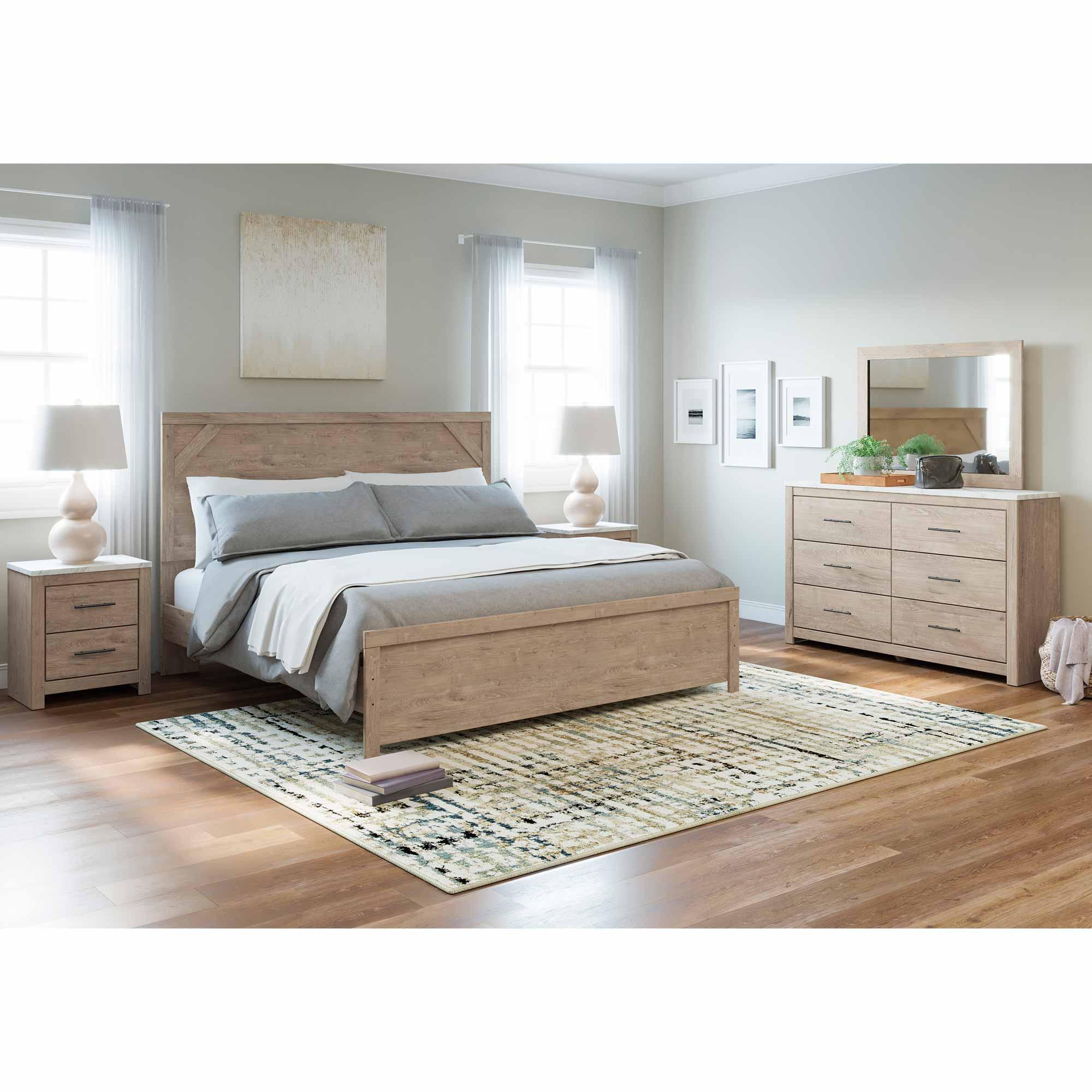 Queen Senniberg Bed w/Dresser, Mirror, Nightstand