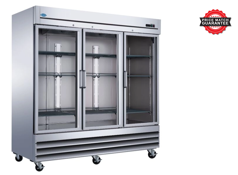 Zanduco 81" Three Swing Glass Door Stainless Steel Reach-in Refrigerator with 2024L Capacity - 115V,