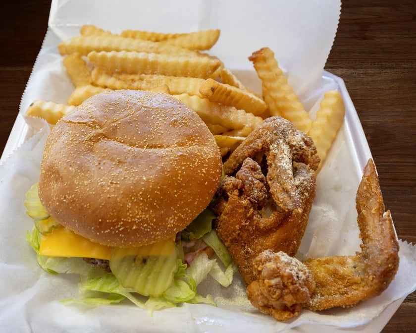 Cheeseburger and 3 Wings