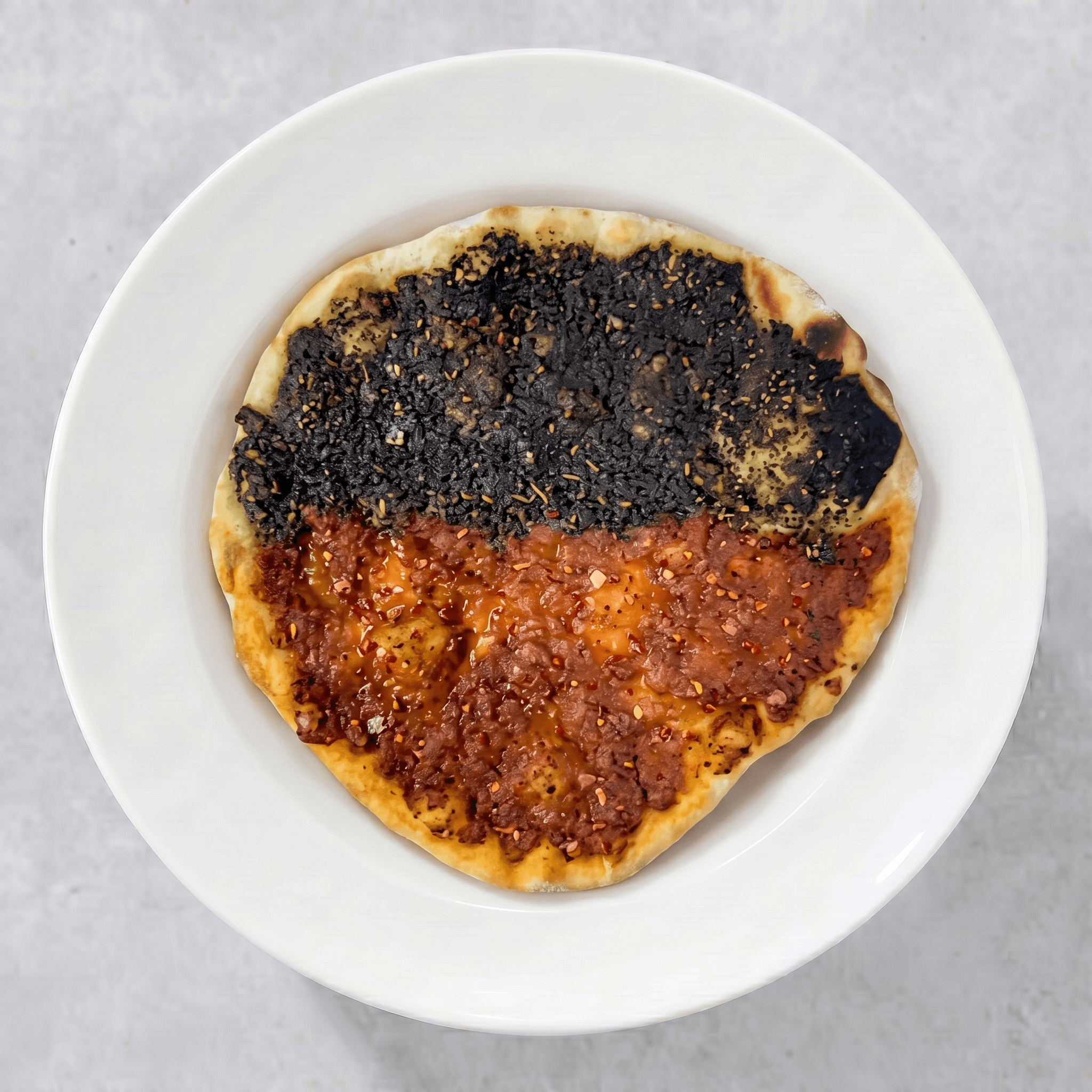 Half Zaatar and Half Spicy Tomato