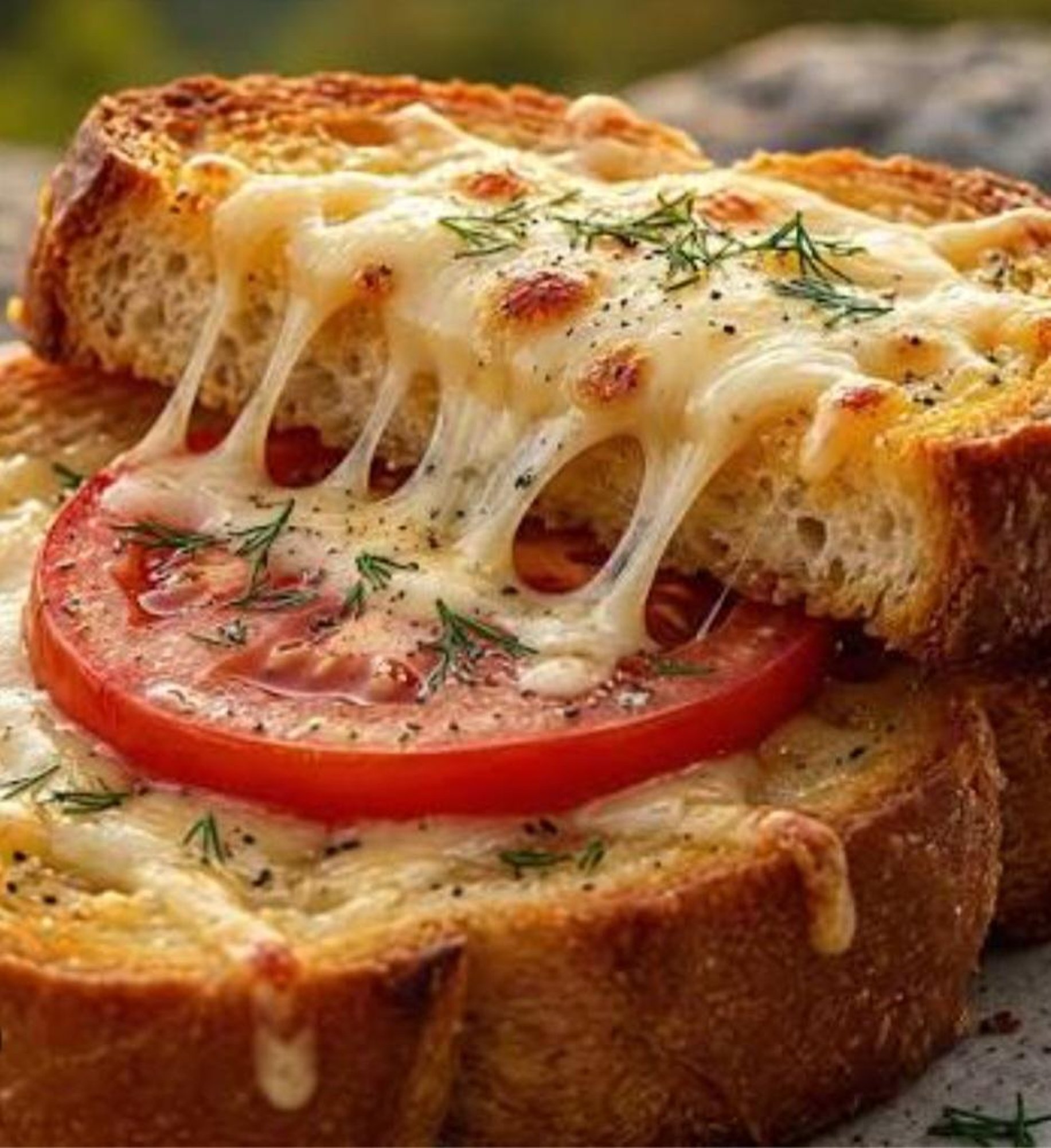 Savory Egg - Fried Toast with Tomato & Cheese