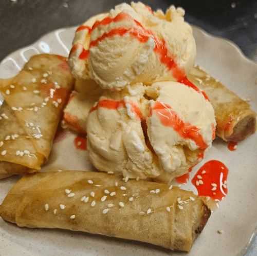 Fried Bananas with Vanilla Ice Cream