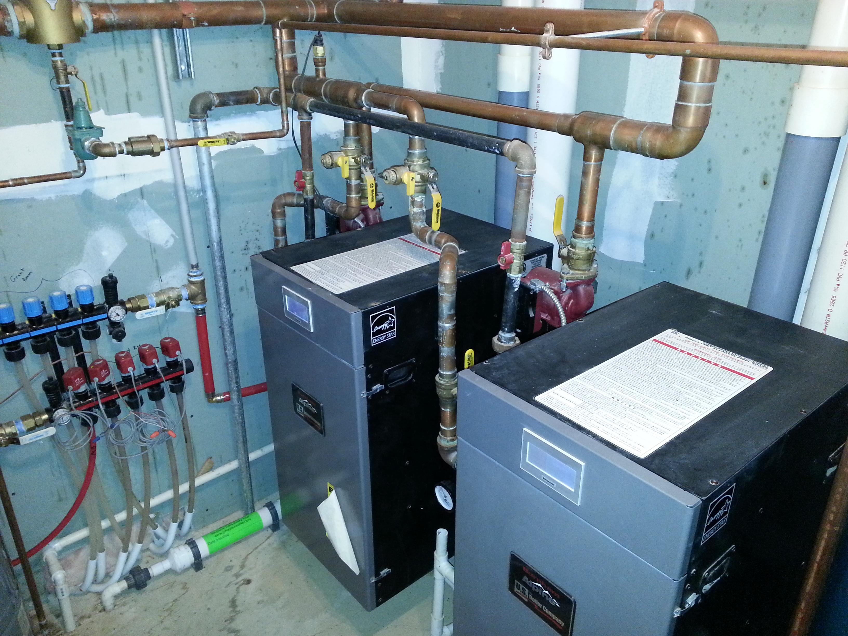 These boilers were installed to handle the radiant, and hydronic heat as well as snow melt, and even swimming pool heat for a high end home in Babylon.