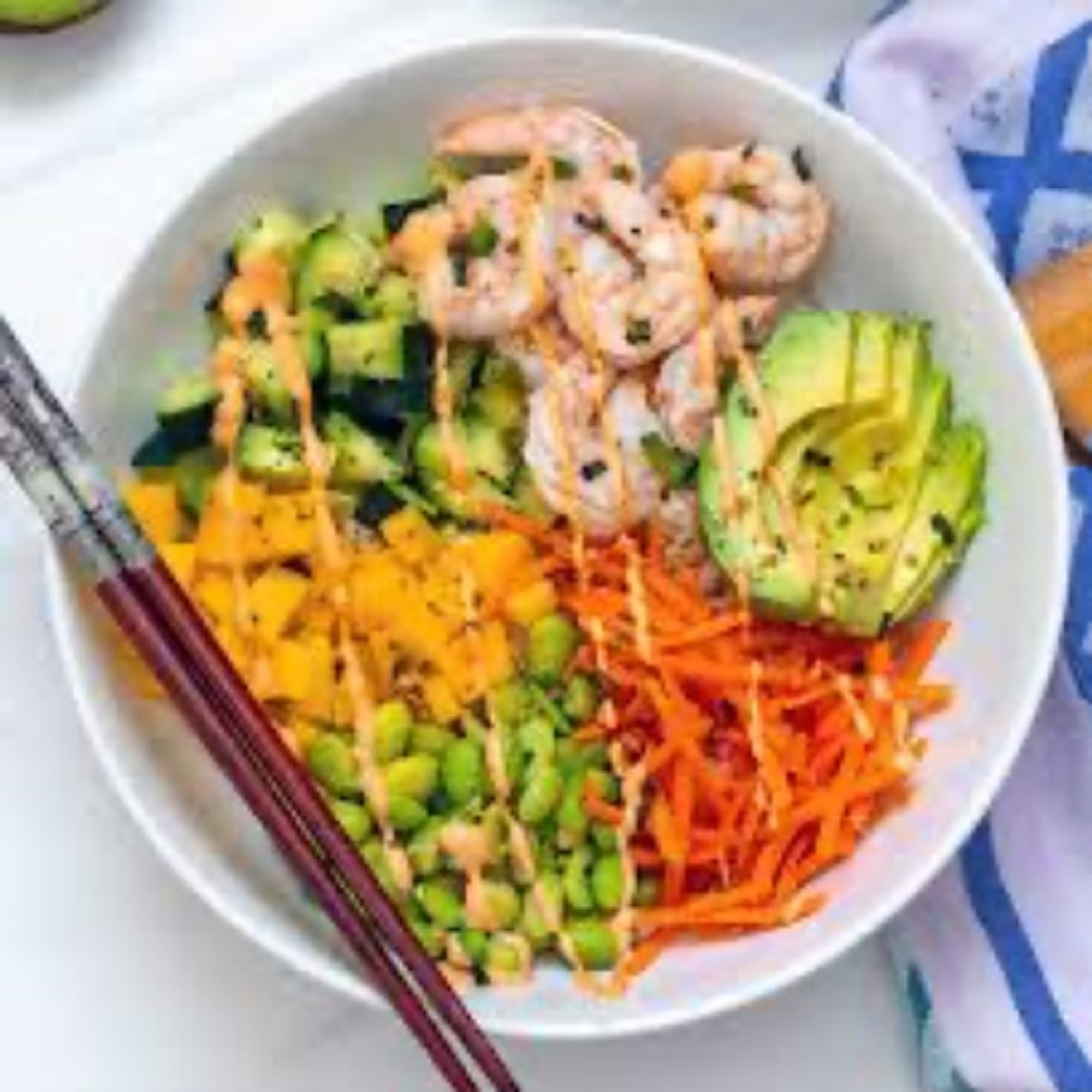 Poke Ponzu Marinated Shrimp Bowl