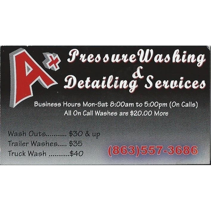 A+ Pressure Washing &amp; Detailing Services Logo