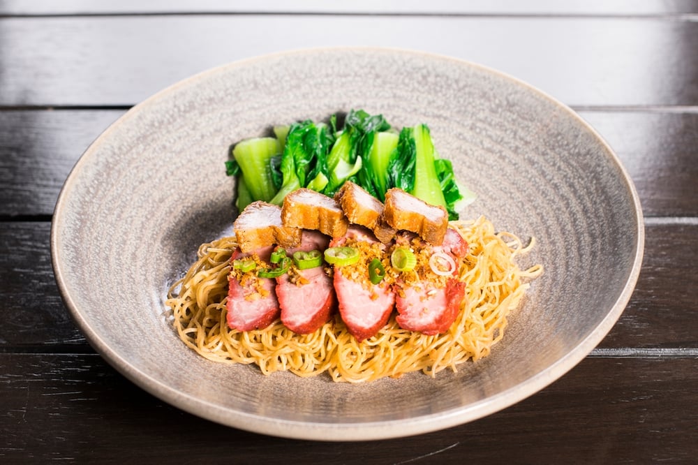 BBQ Pork & Crispy Pork Belly with Egg Noodle