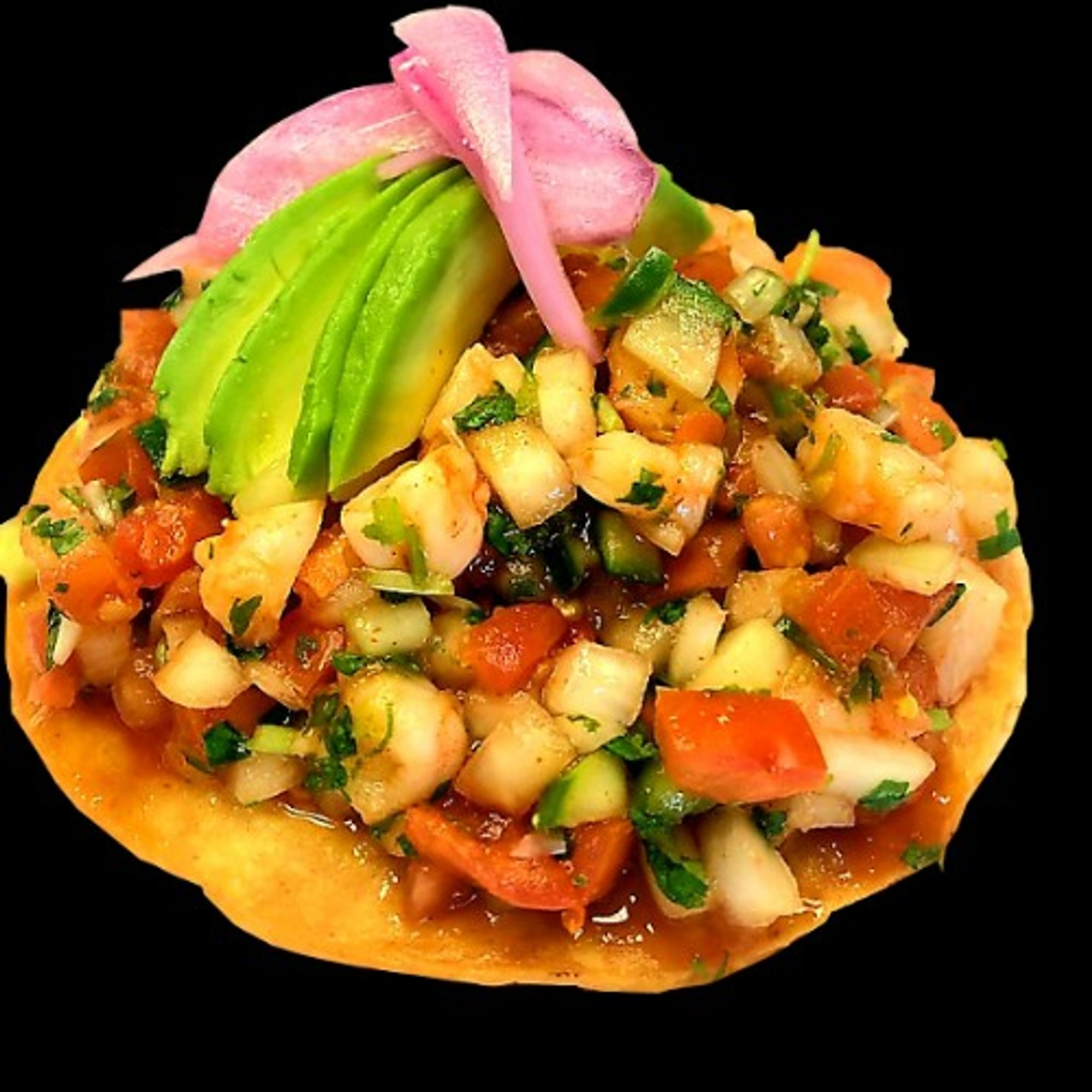 Spicy Shrimp Ceviche Tostada