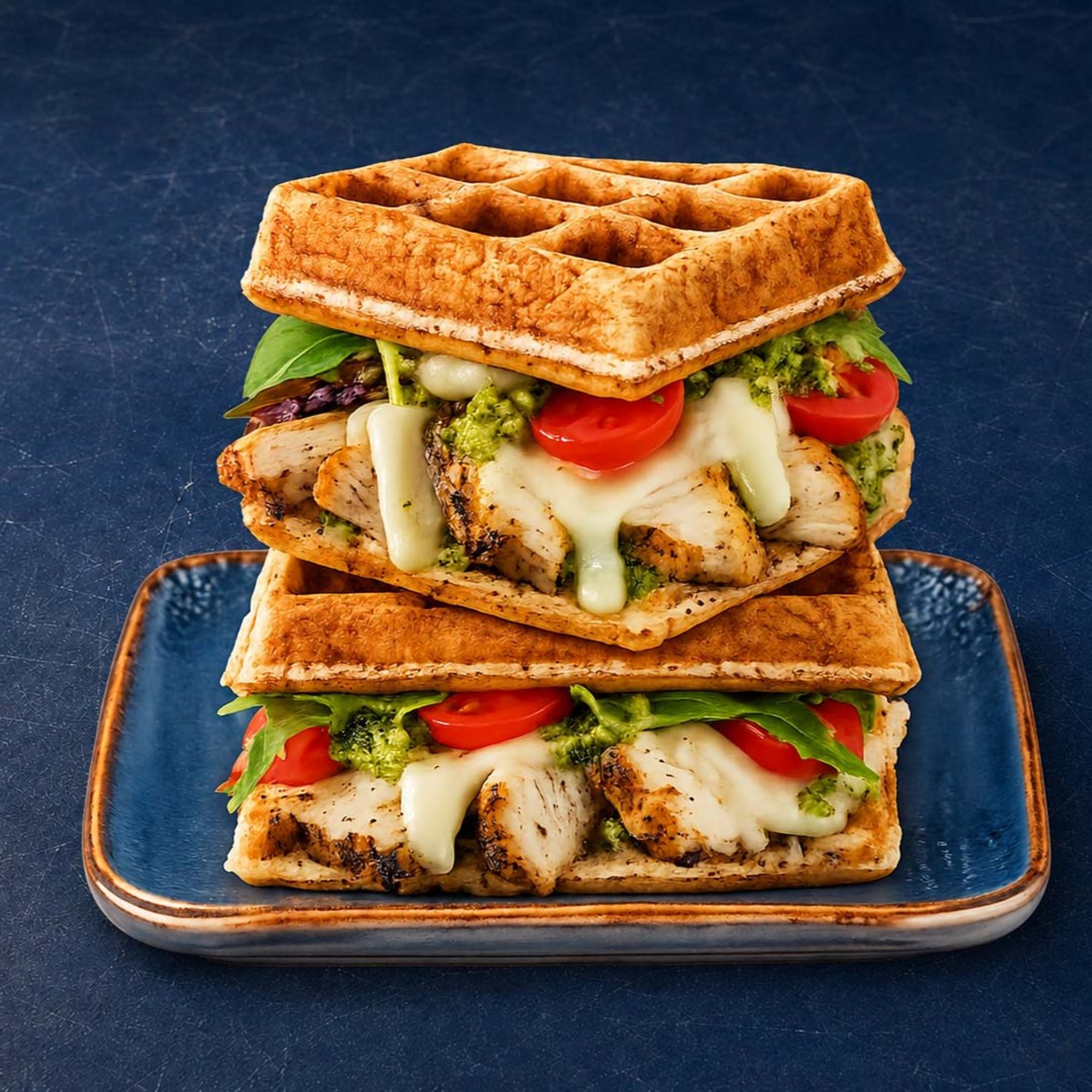 Pesto Royale — Chicken Pesto Waffle Sandwich