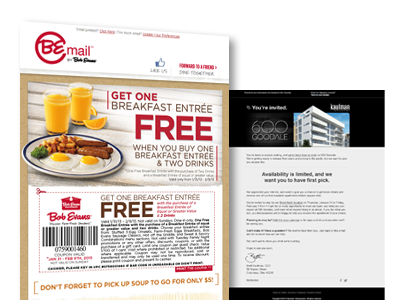 Email marketing | Bob Evans / Kaufman Development