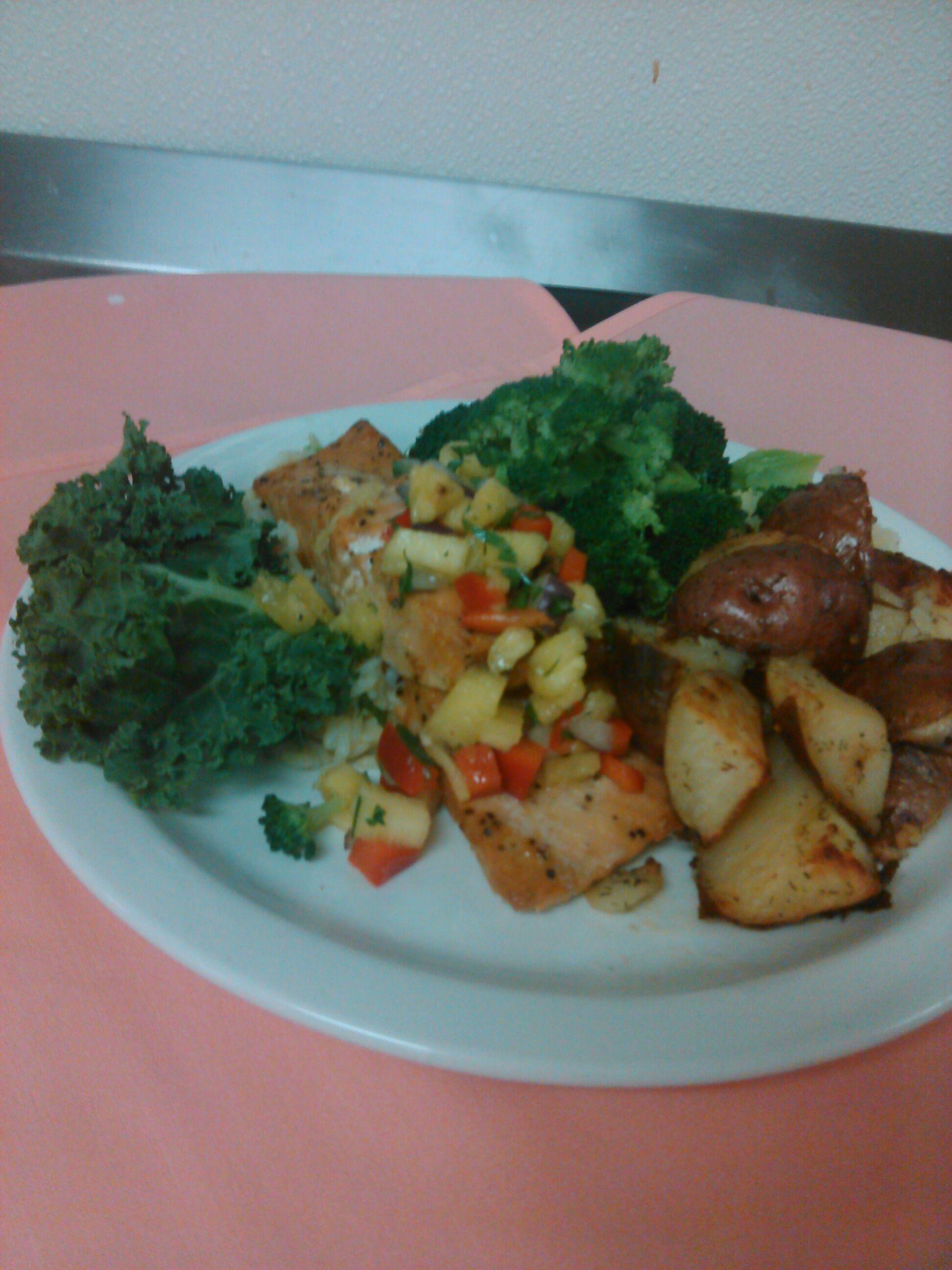 Atlantic with pineapple salsa dinner!