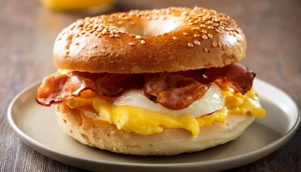 Ham or Bacon or Sausage Egg & Cheese Bagel Sandwich