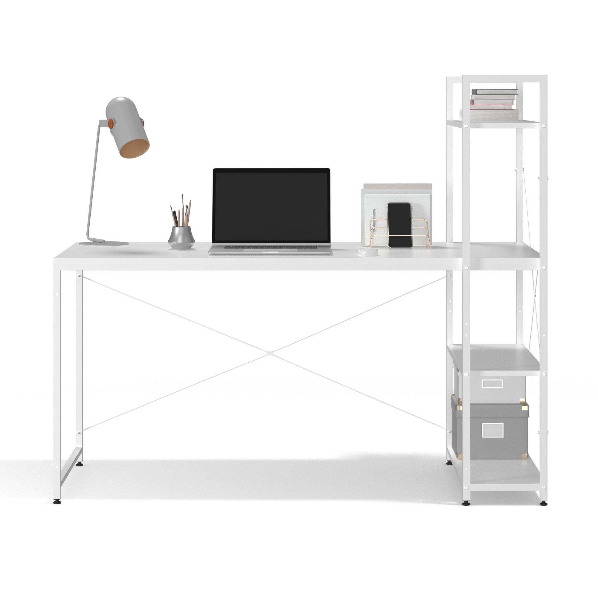 55" Shelf Desk - White