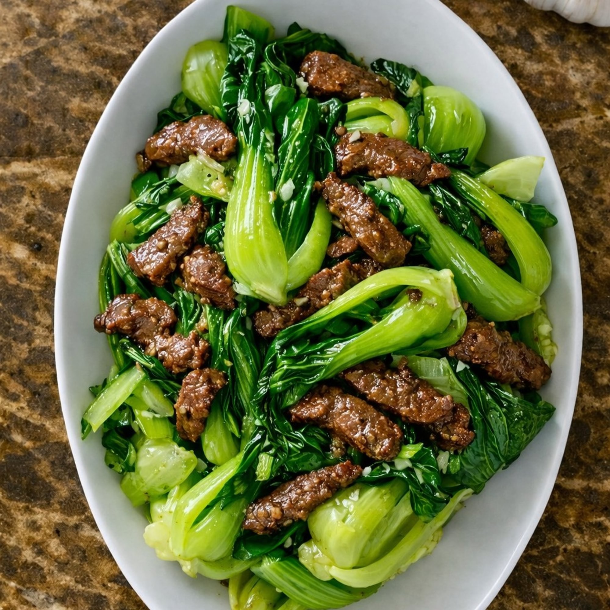 Cải Shanghai Tip Xào Bò- Shanghai From the East (with Beef)