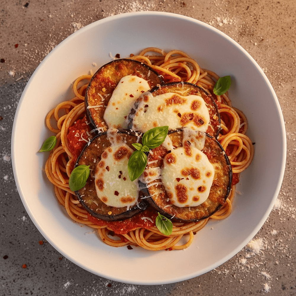 Eggplant Parmigiana with Pasta