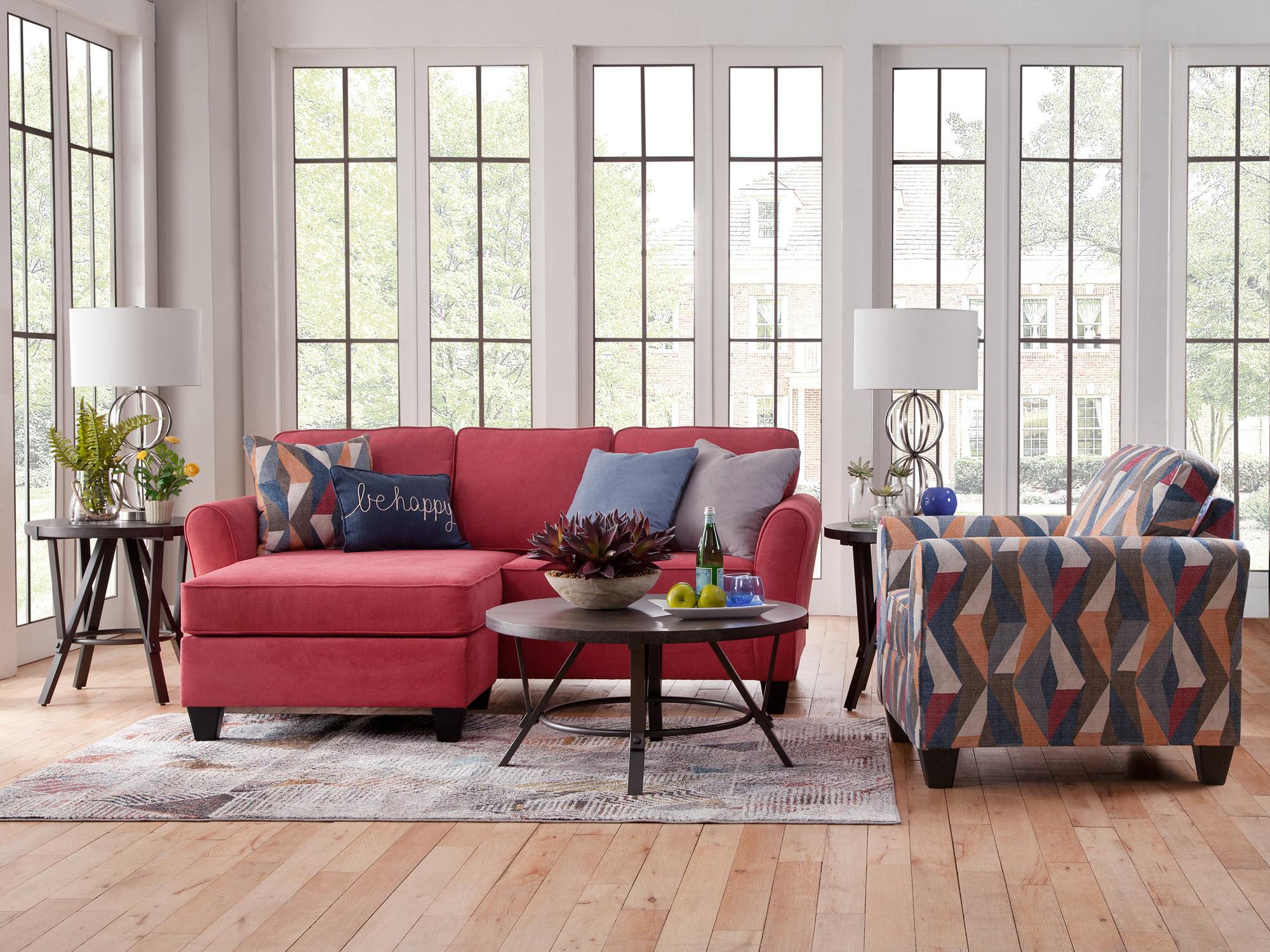 Kaylie Red Chaise Sofa & Chair