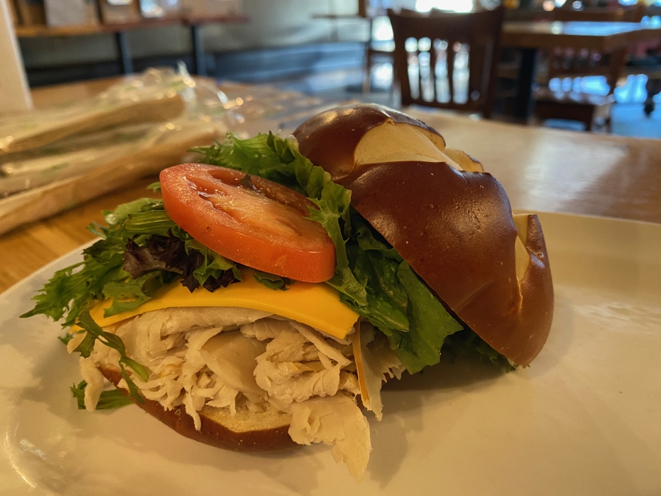 Turkey Burger on Pretzel Roll