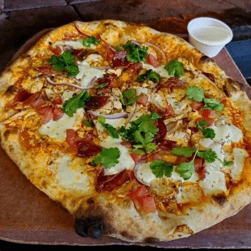 Rider's Bacon Buffalo Pizza