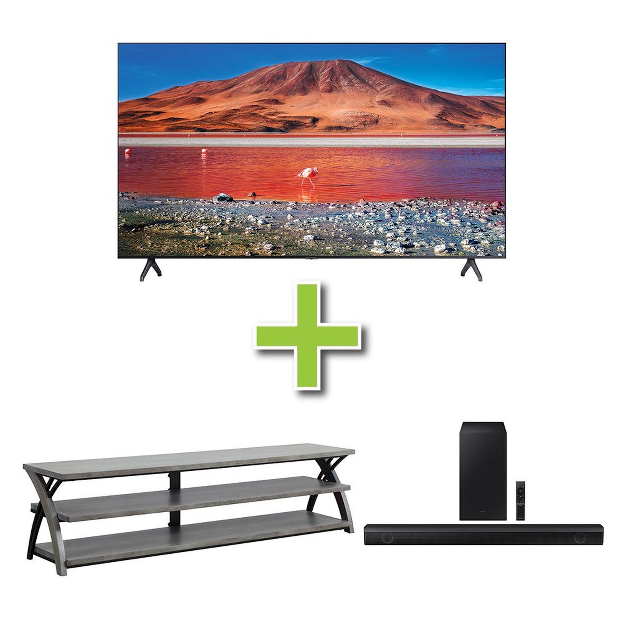 85" Samsung TV w/ Soundbar & TV Stand