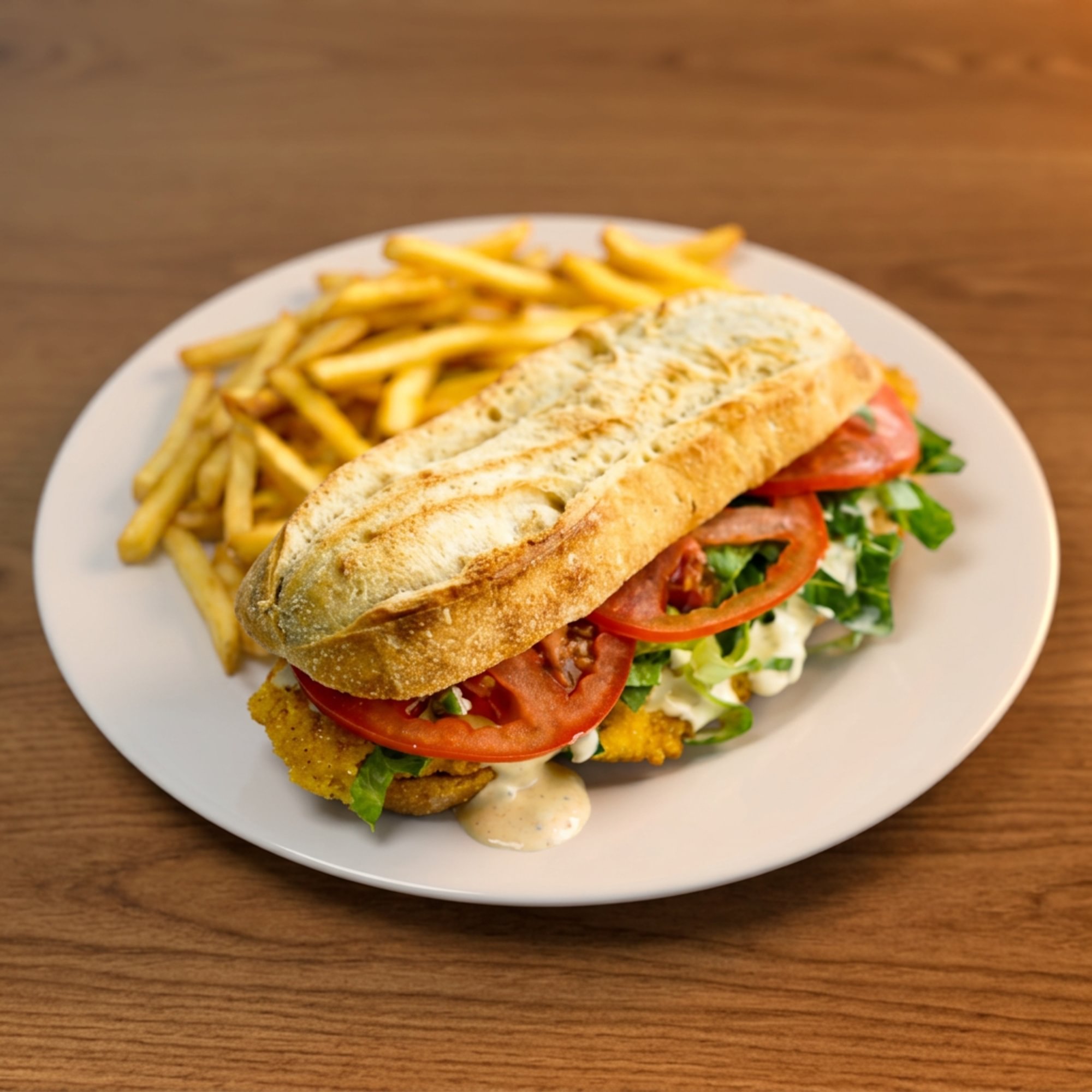 Crispy Flounder Po Boy w/Fries