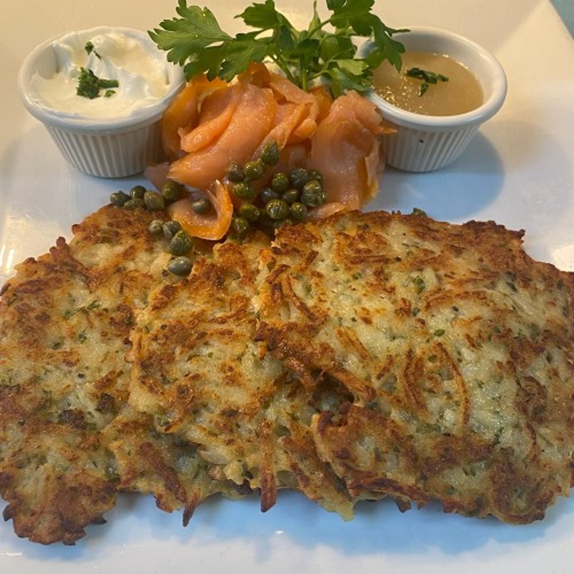 Smoked Salmon with Potato Pancakes