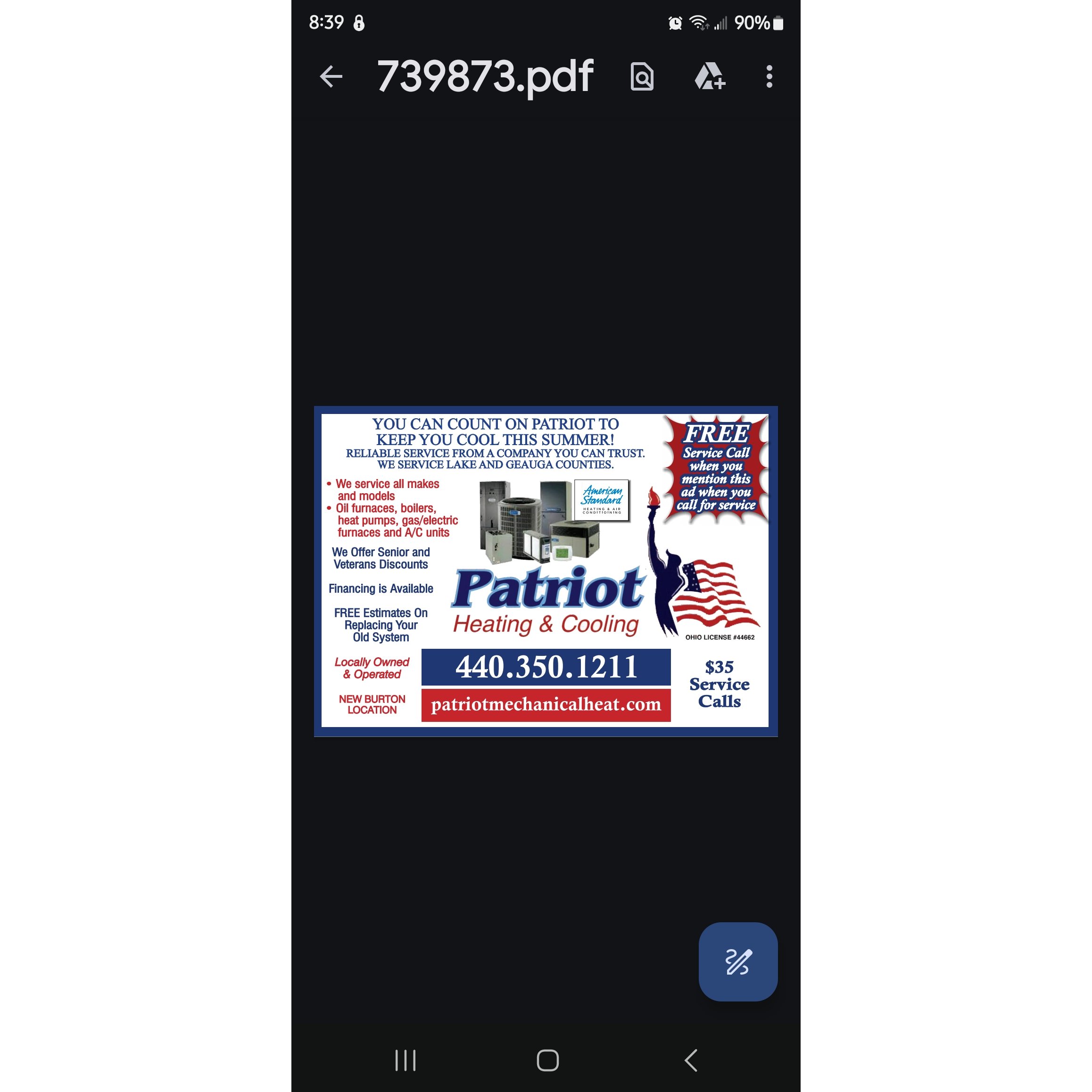 Patriot Heating and Cooling Logo