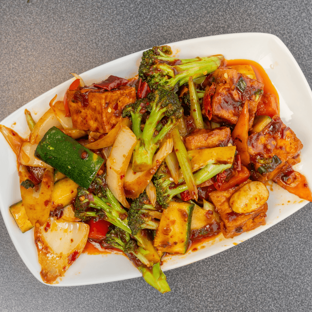Mala Spicy Vegetables with Fried Tofu