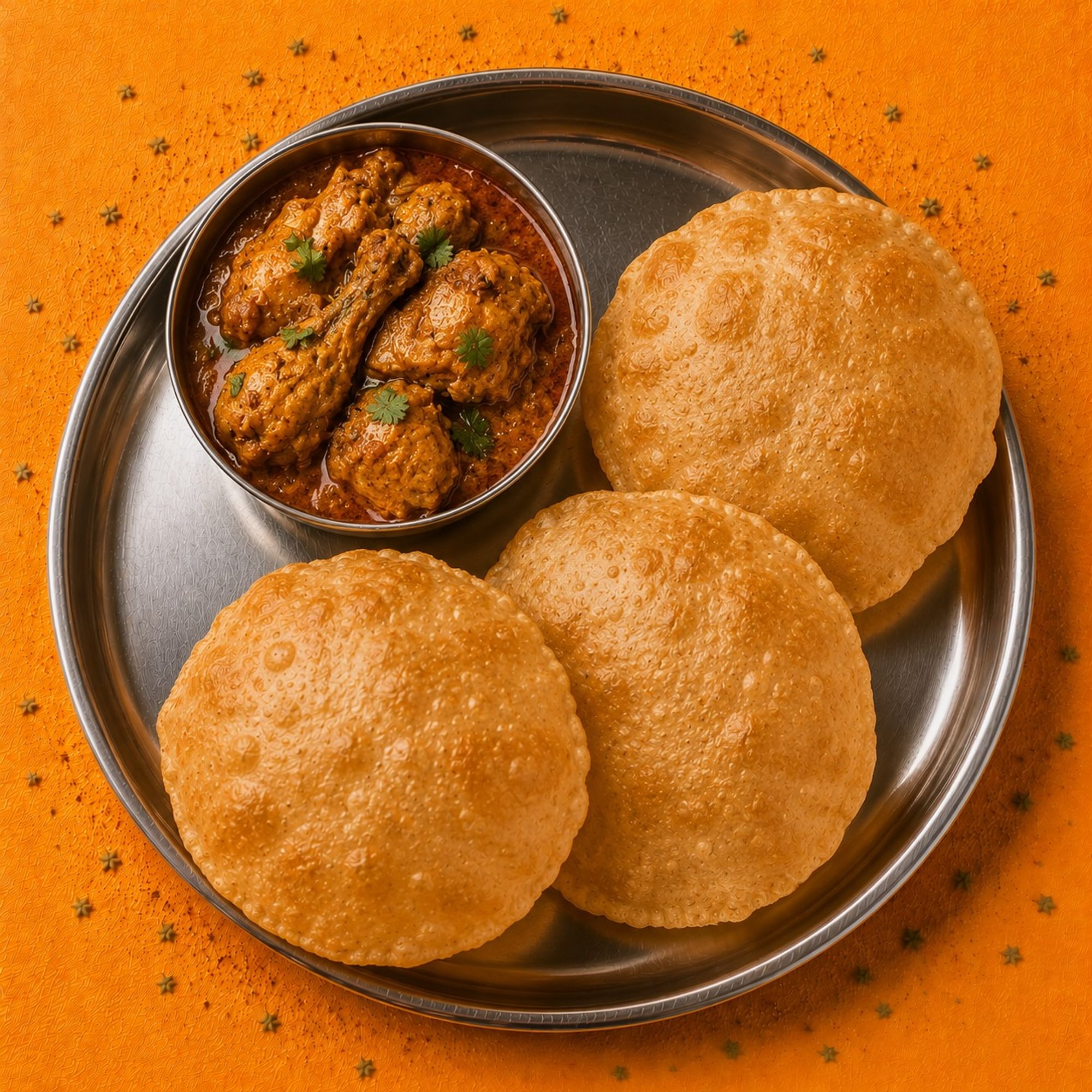 Poori with Chicken Curry