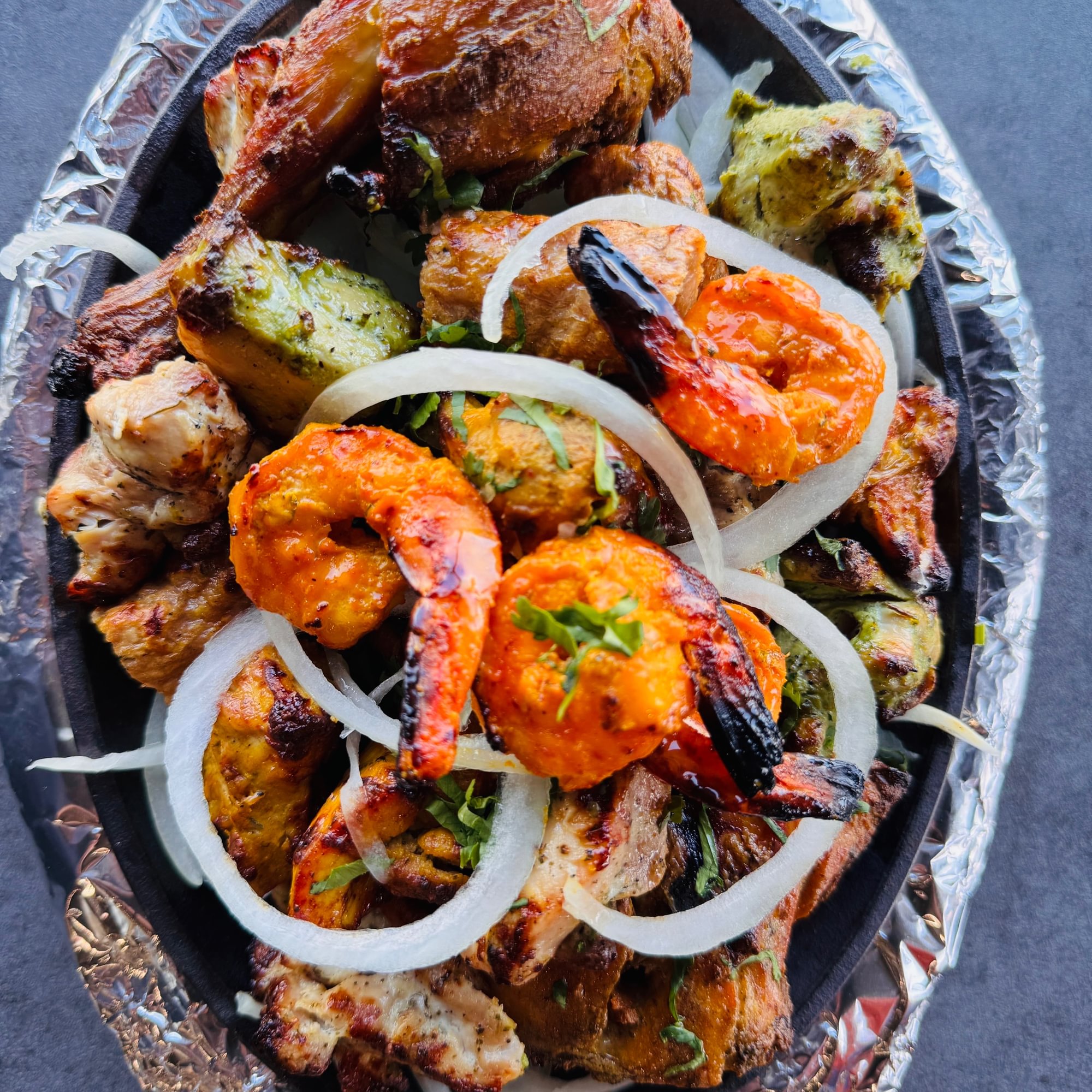 Tandoori Platter (Chicken Seekh Kabab, Chicken Tikka, Malai Chicken, Hariyali Chicken, Tandoori C...