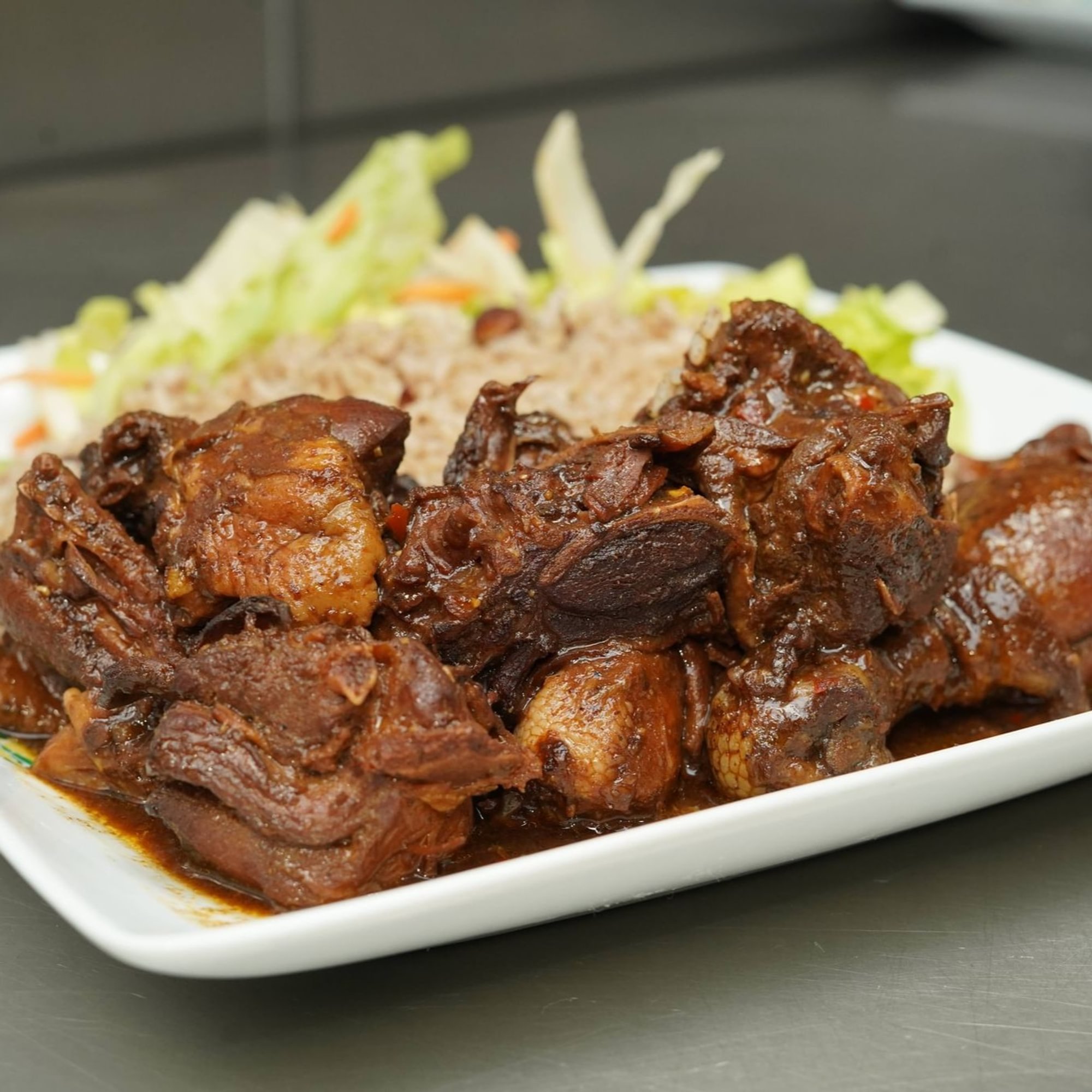 Brown Stew Chicken Dinner