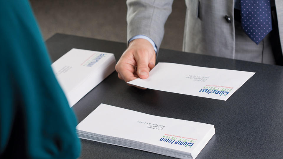 envelopes at the counter