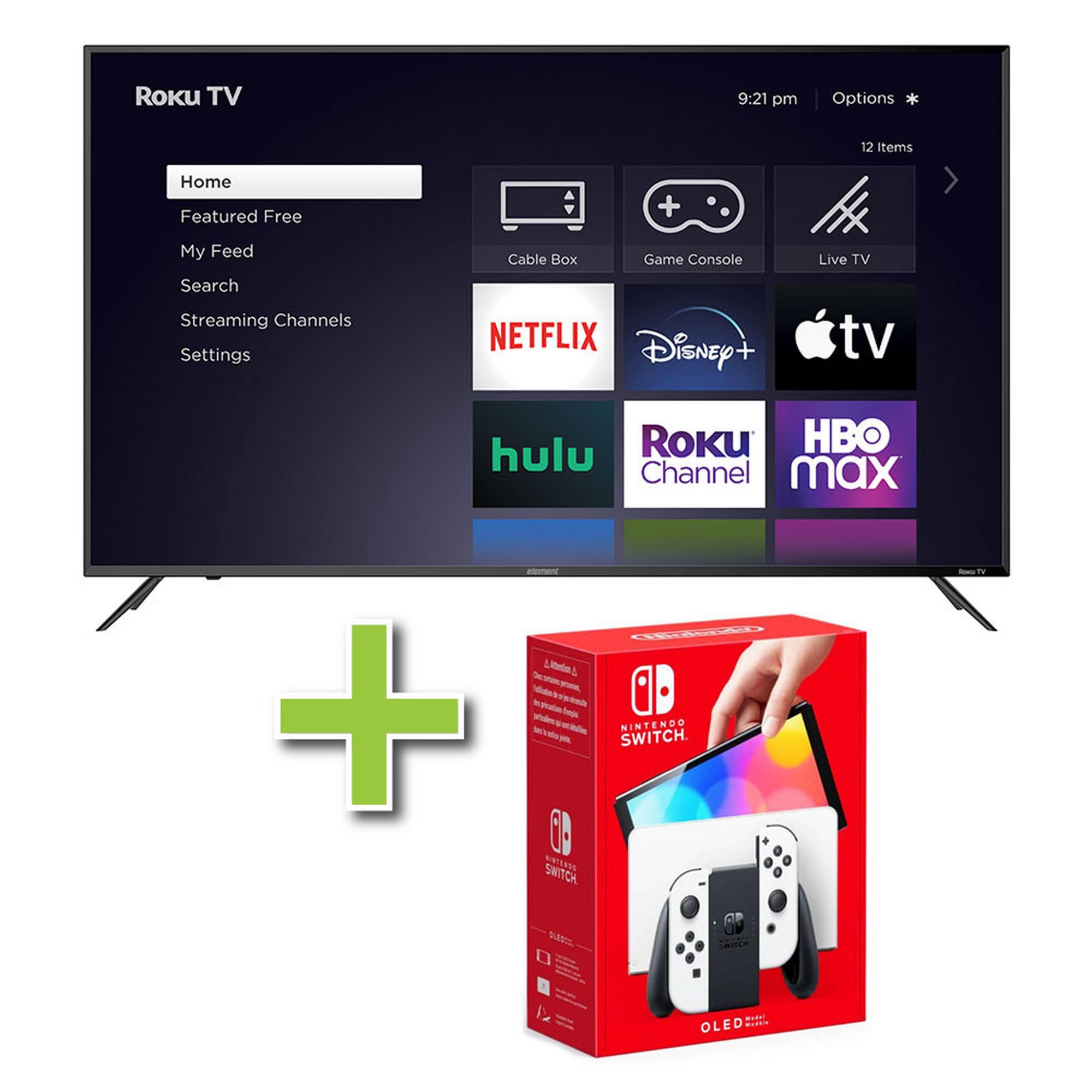 65" Element TV w/ 4K Ultra HD Resolution & Nintendo Switch White OLED