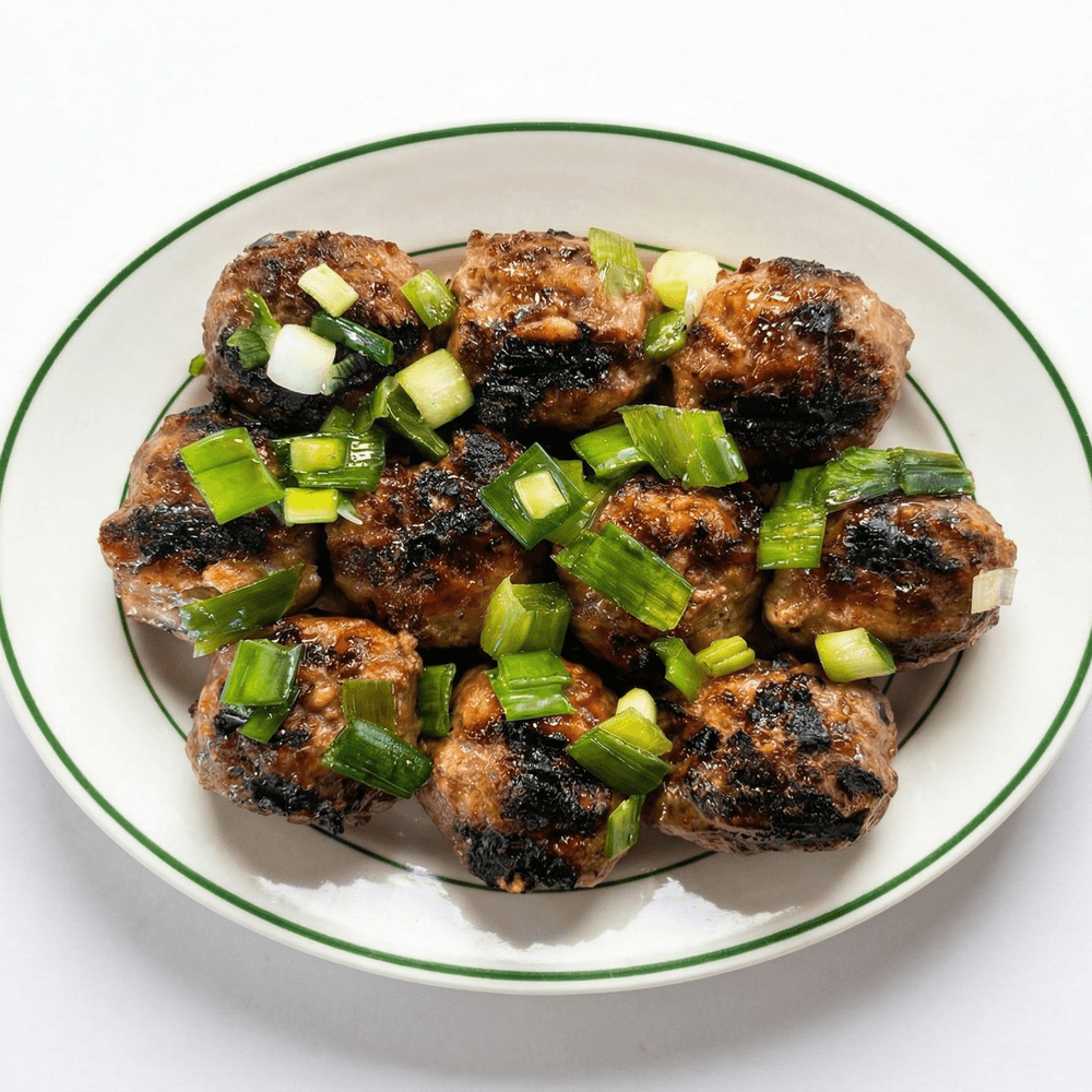Charbroiled Ground Beef Sausage with Spices (10 Pieces) /Bò Nướng Mỡ Chài