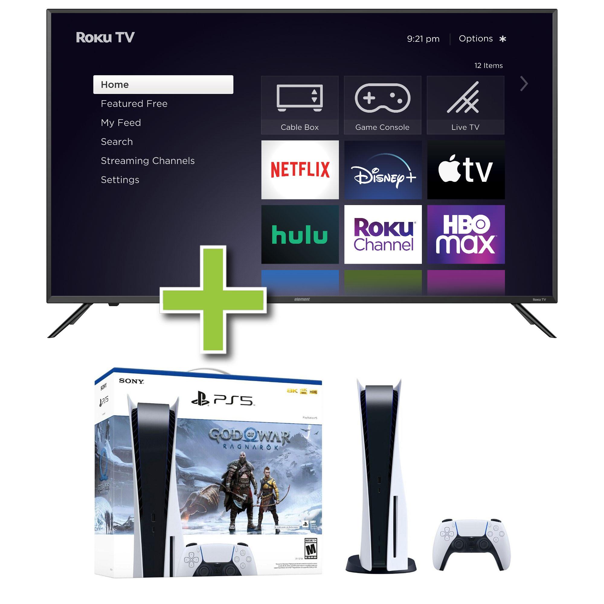 50" Element 4K UHD Smart Roku TV & PS5, God of War Disc Version Bundle