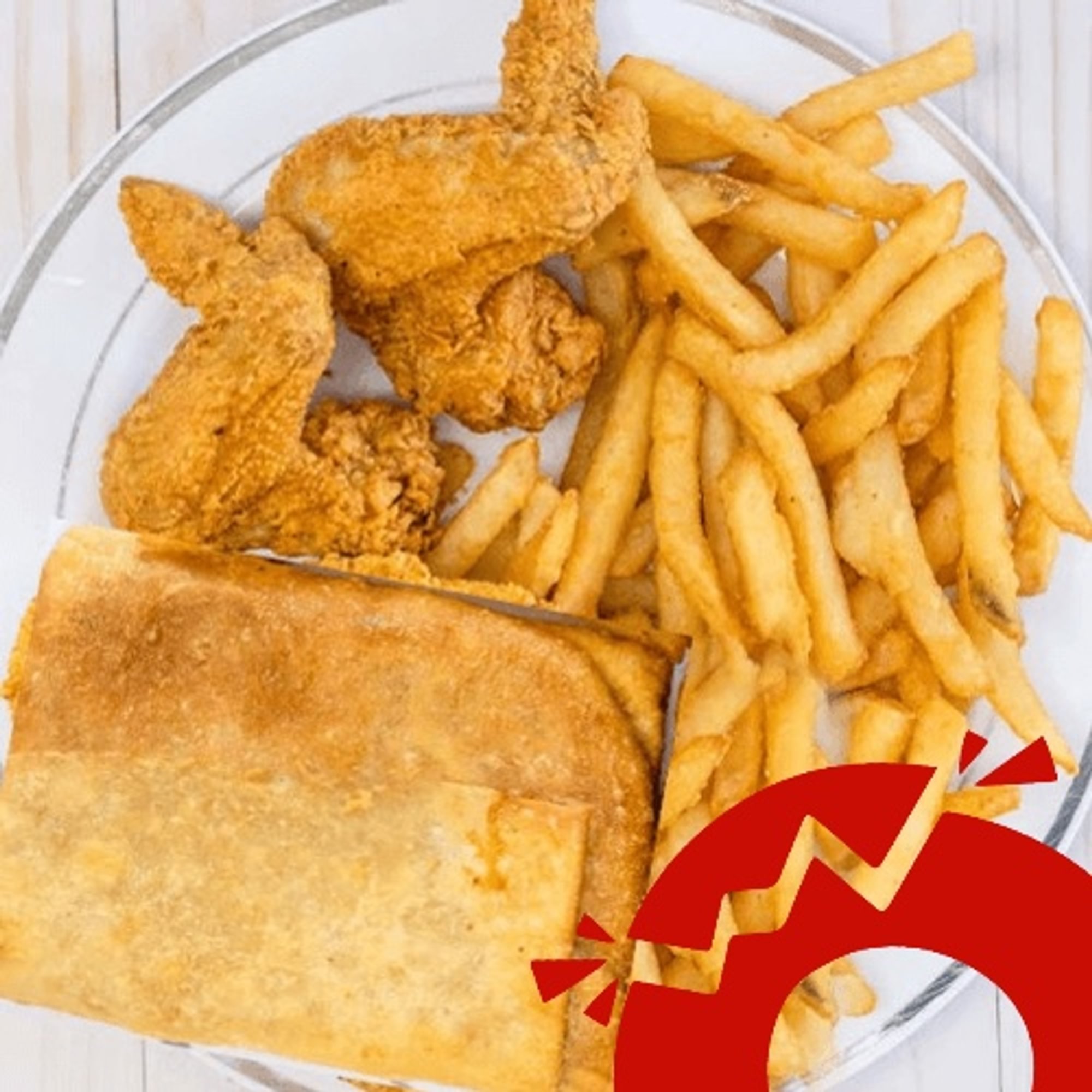 1 Pizza Puff & 3 Wing Meal