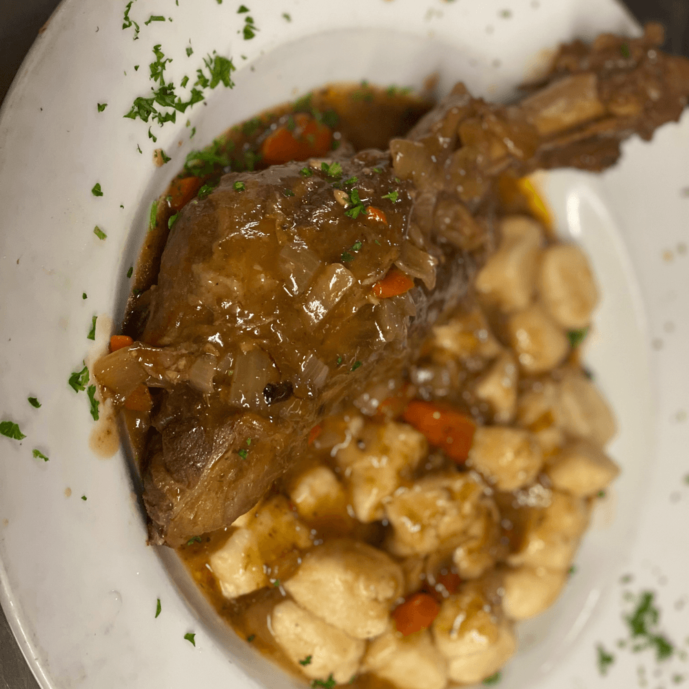 Lamb Shank Over Gnocchi