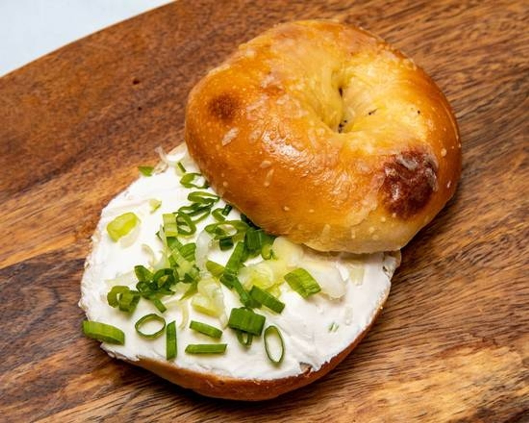 Tofu Scallion Cc on a Bagel