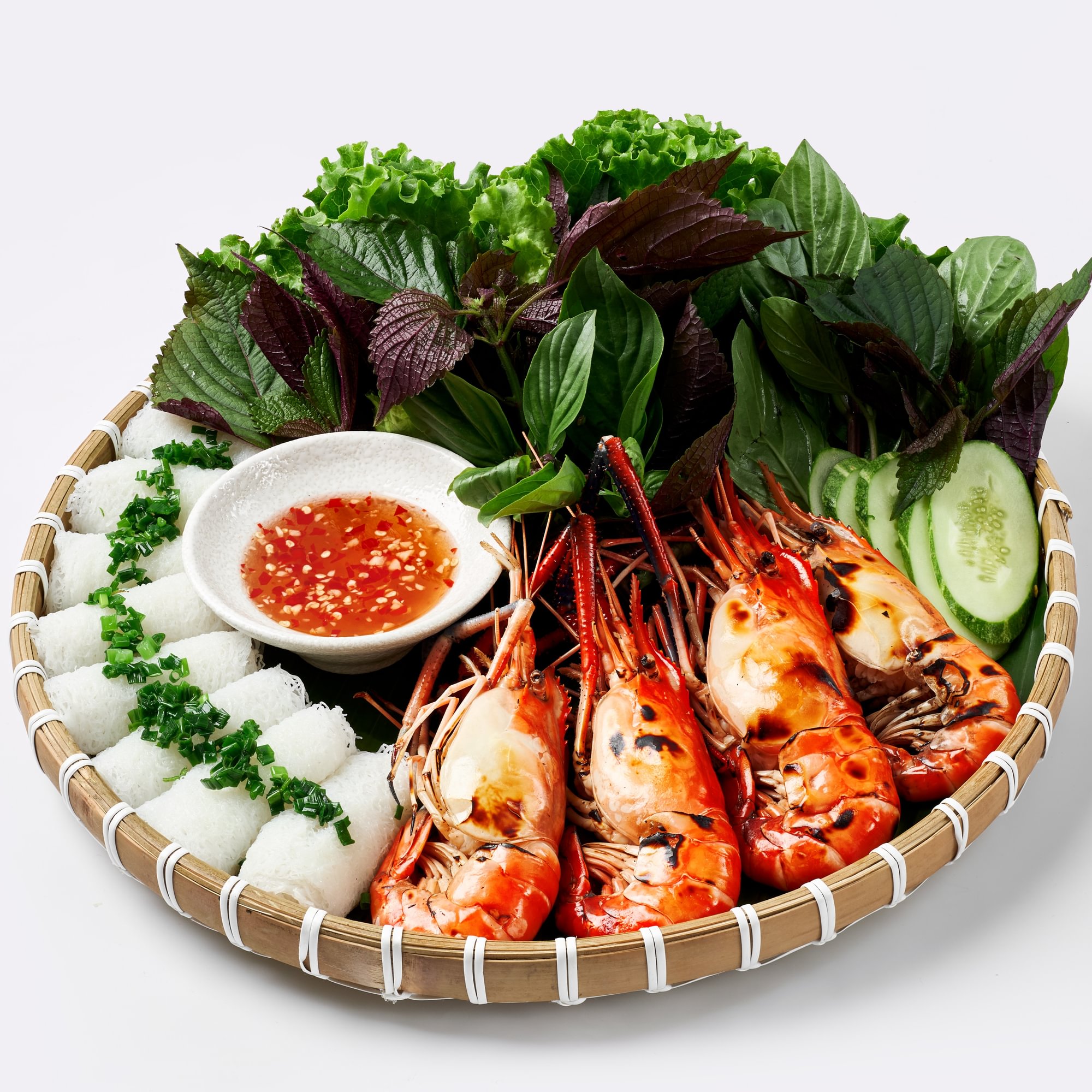Bánh Hỏi Tôm Càng - Steam Vermicelli with Grilled Giant River Prawns