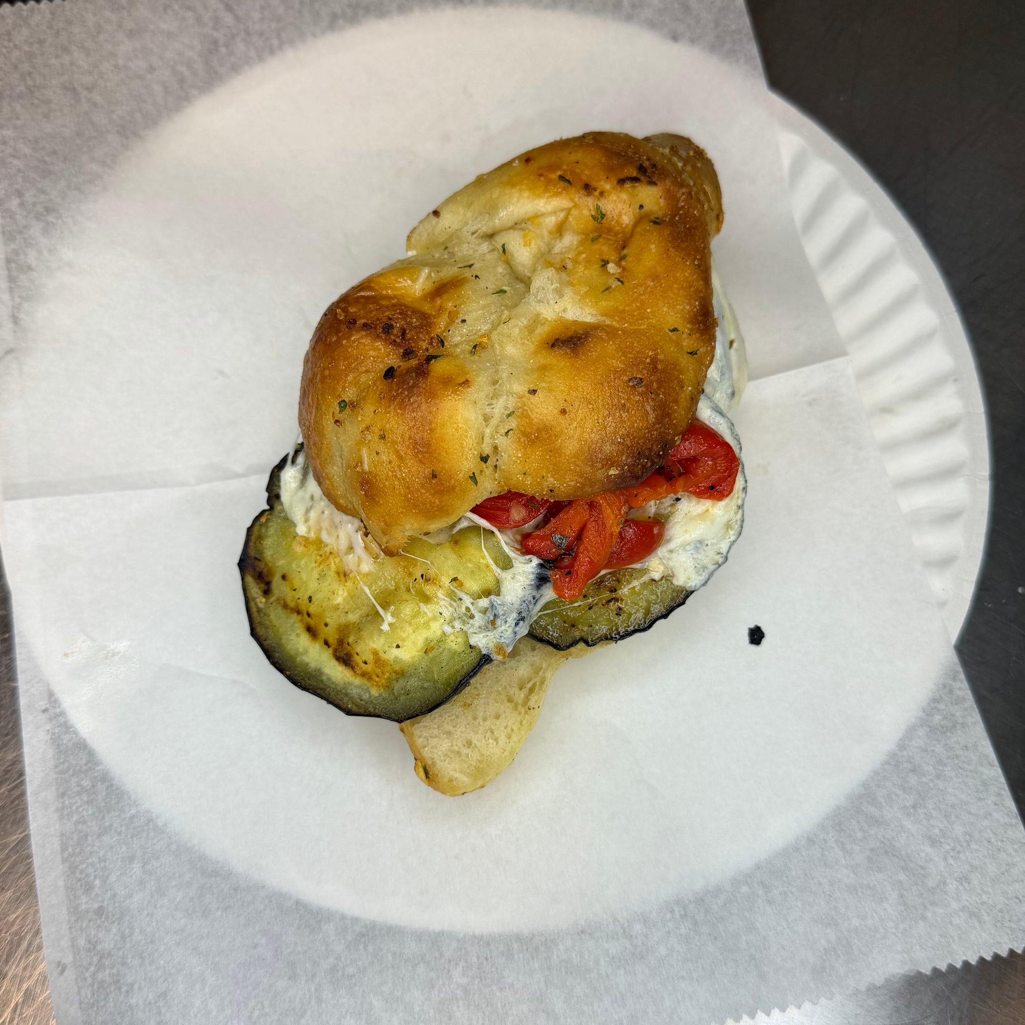 Grilled Eggplant Stuffed Garlic Knots