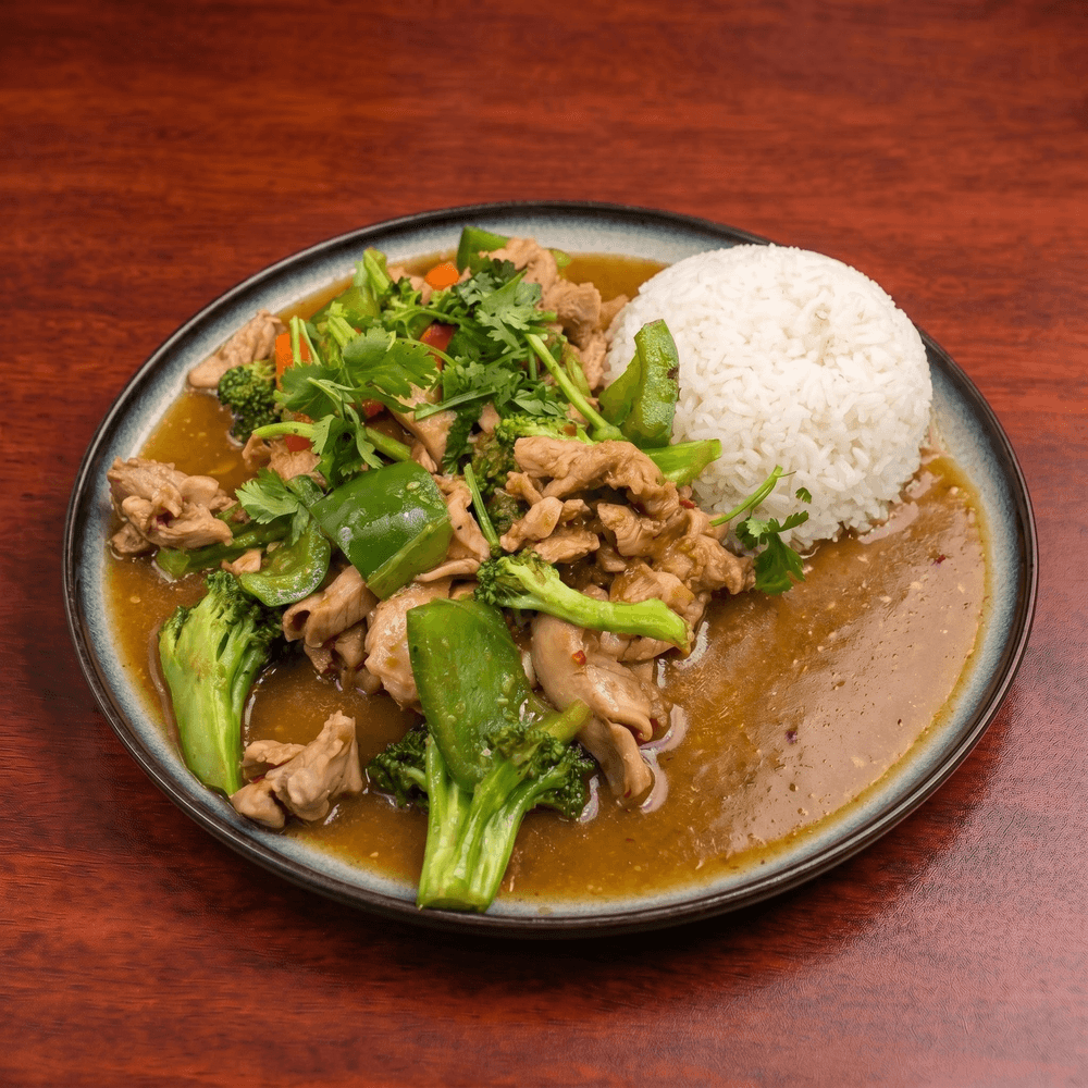 Lemongrass Chili Chicken Served with Rice