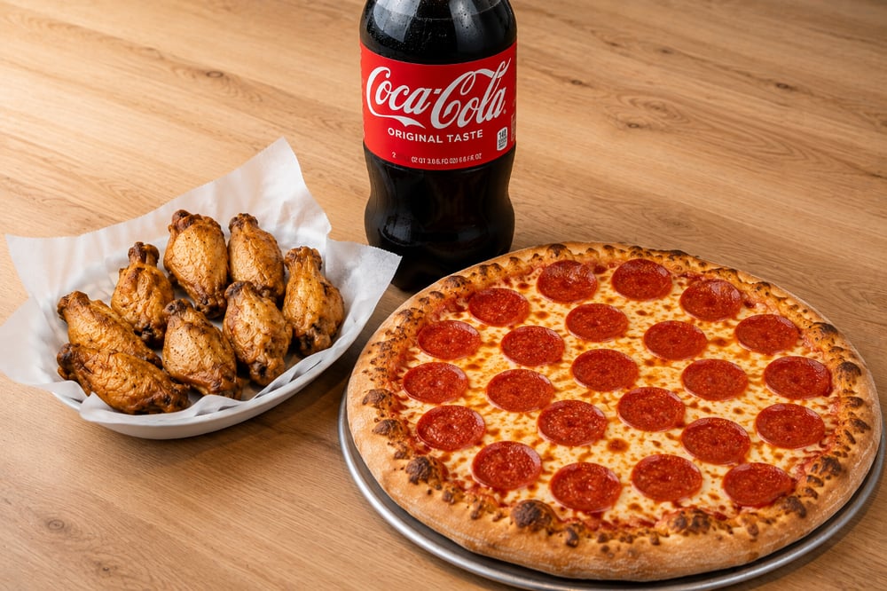 1 Large Pizza 14'' + 10 Wings + 2 Liter Beverage