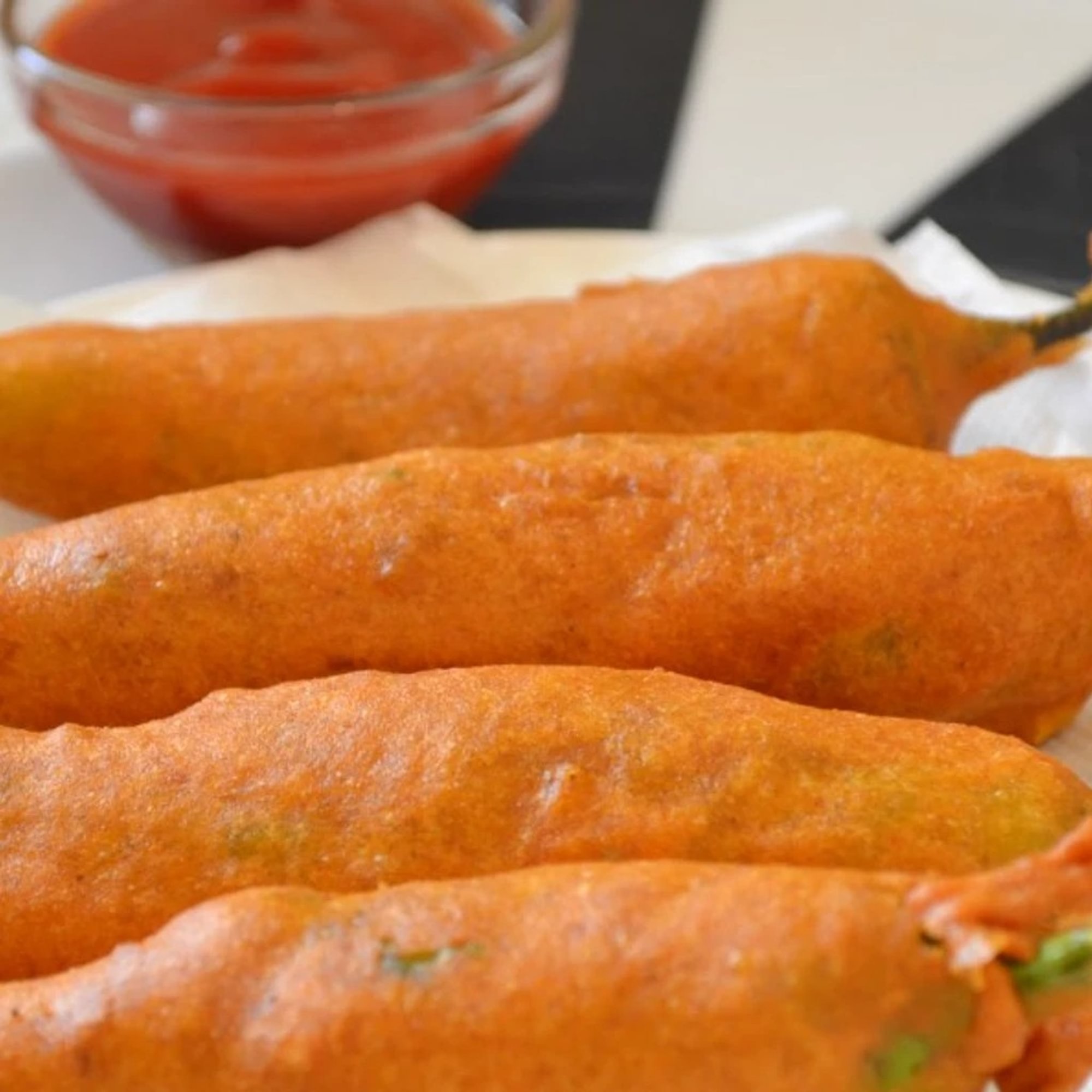 Mirchi Bajji (Golden Serrano Pepper Fritters) 4 Pieces