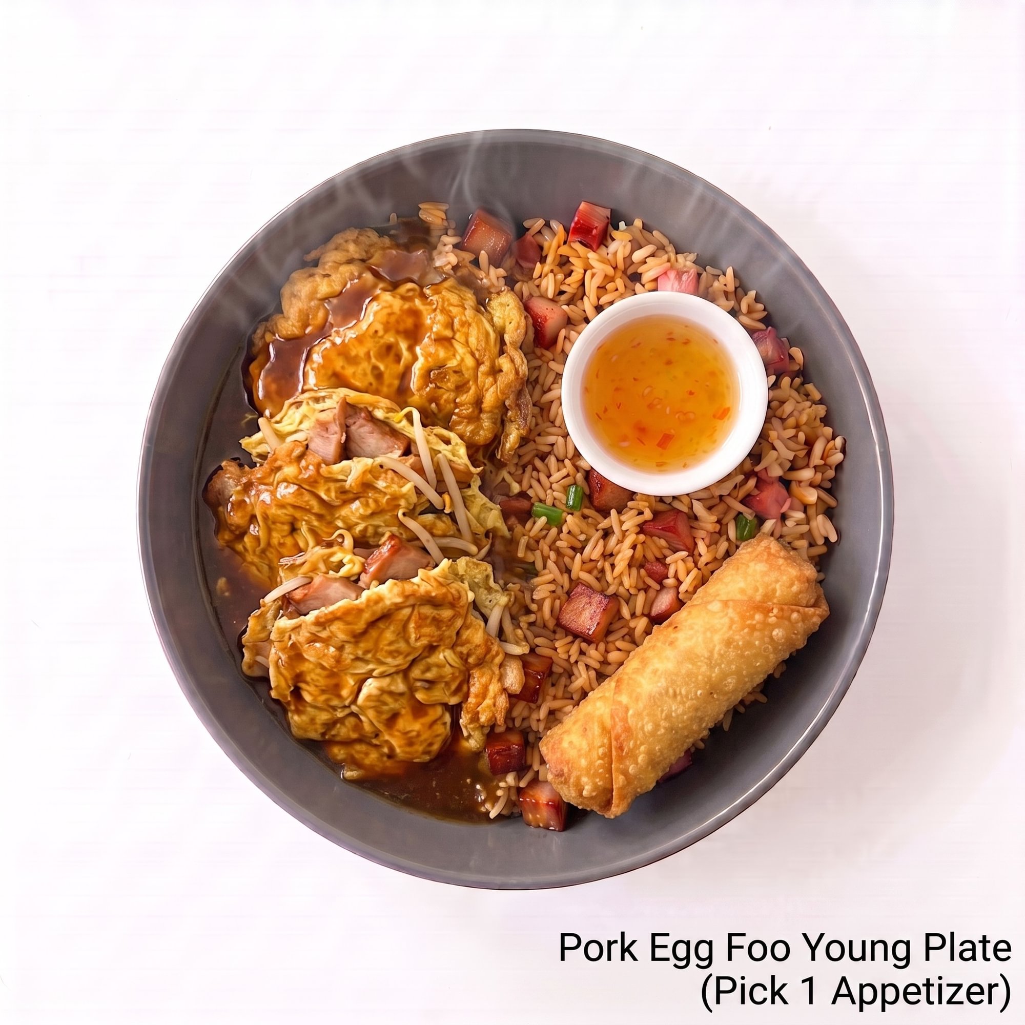Pork Egg Foo Young Plate (Pick 1 Appetizer)