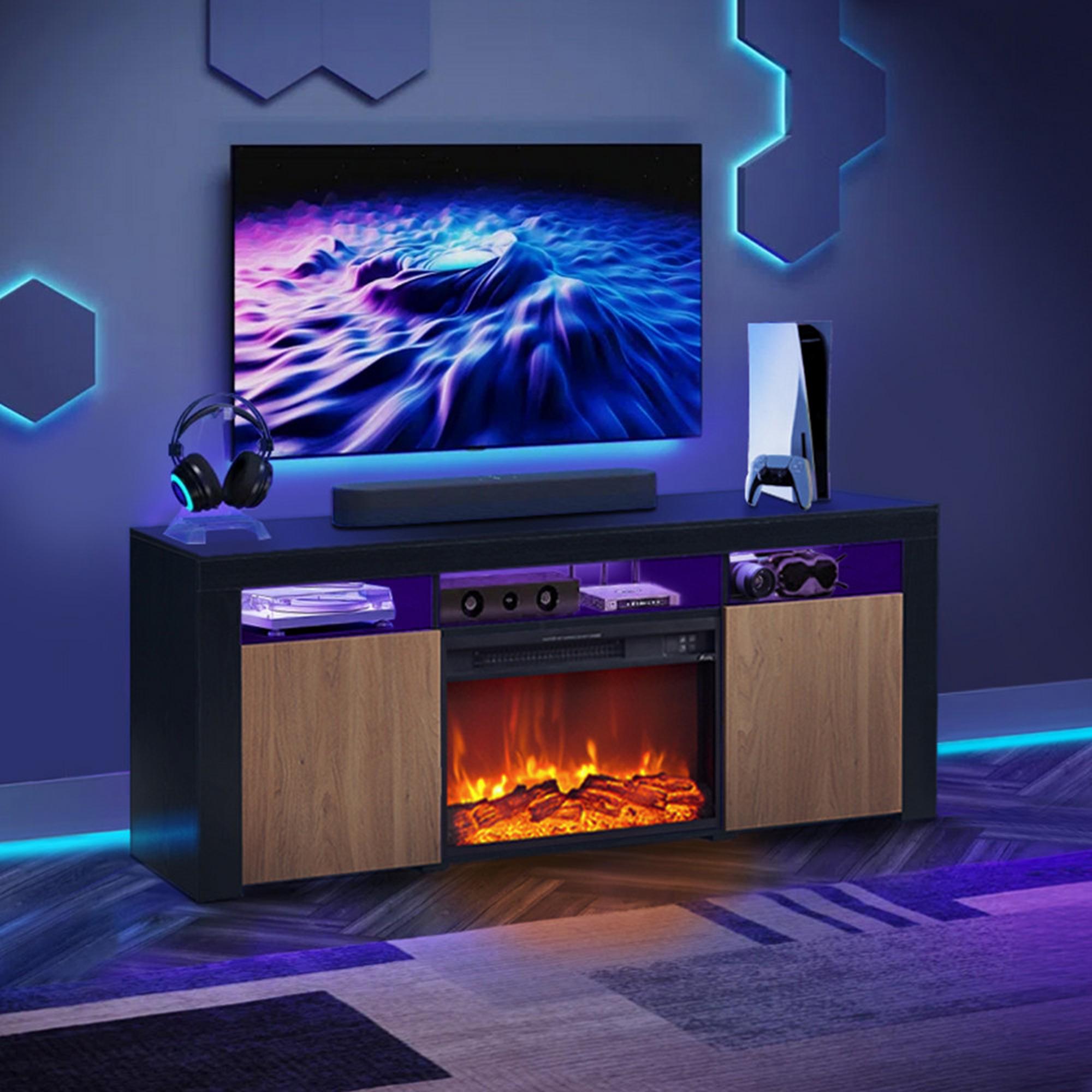 68" Lenexa TV Console w/LED & 26" Moscow Fireplace Insert 