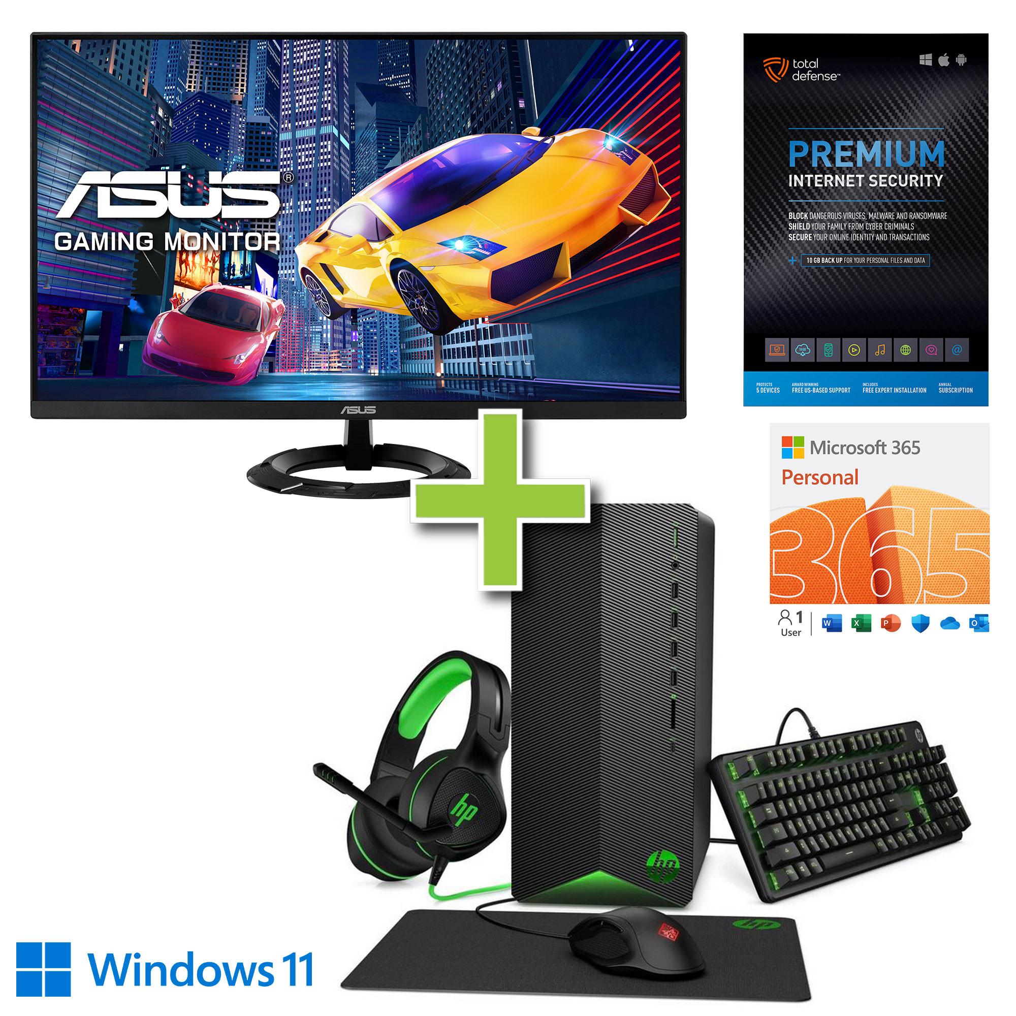 HP Gaming Desktop PC w/ Total Defense Internet Security,  Microsoft Office 365, and 27" Monitor