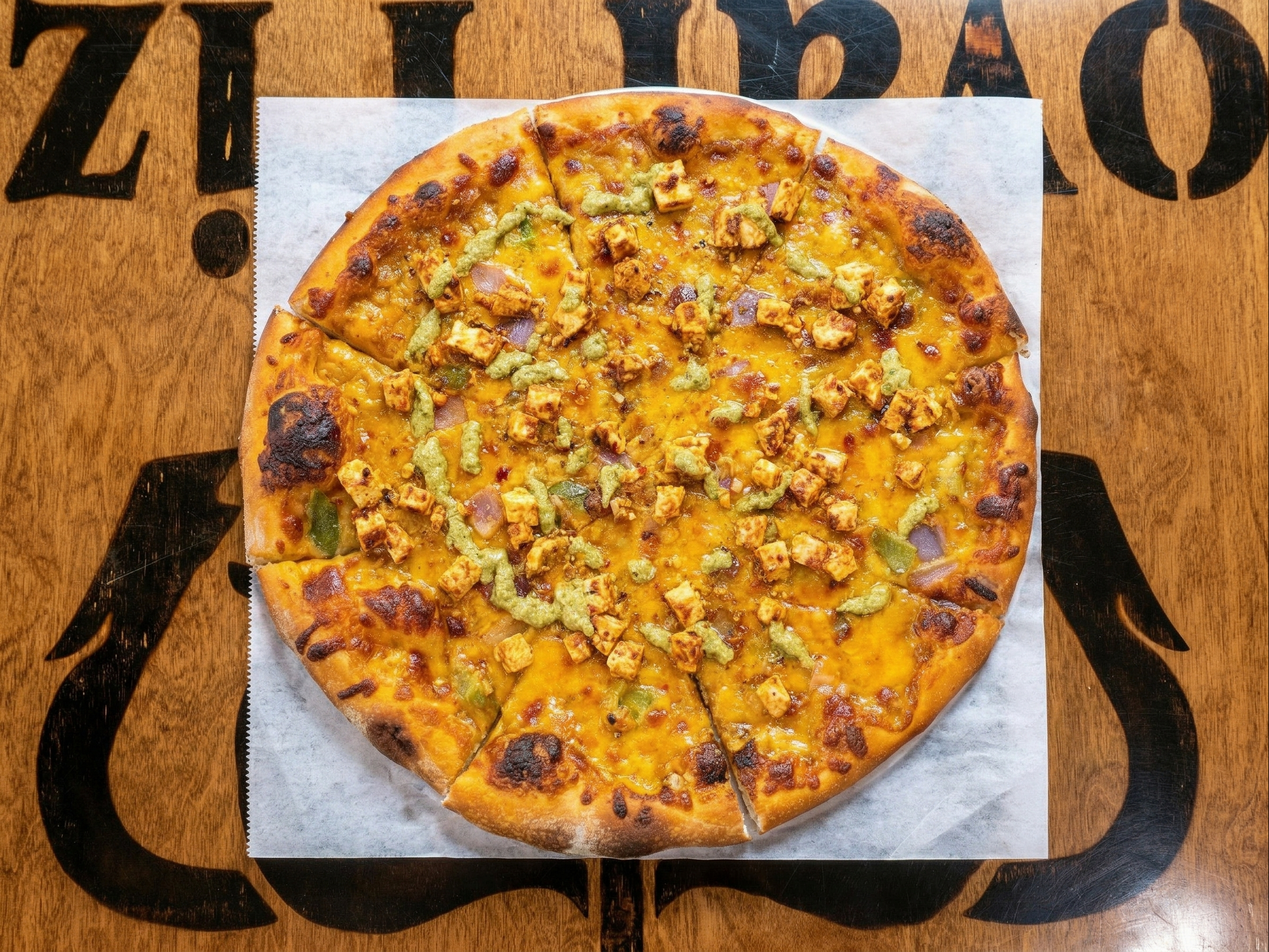 Achari Paneer Pesto Pizza