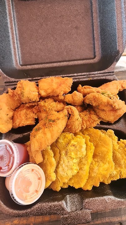 CHICKEN TENDERS WITH 12 TOSTONES
