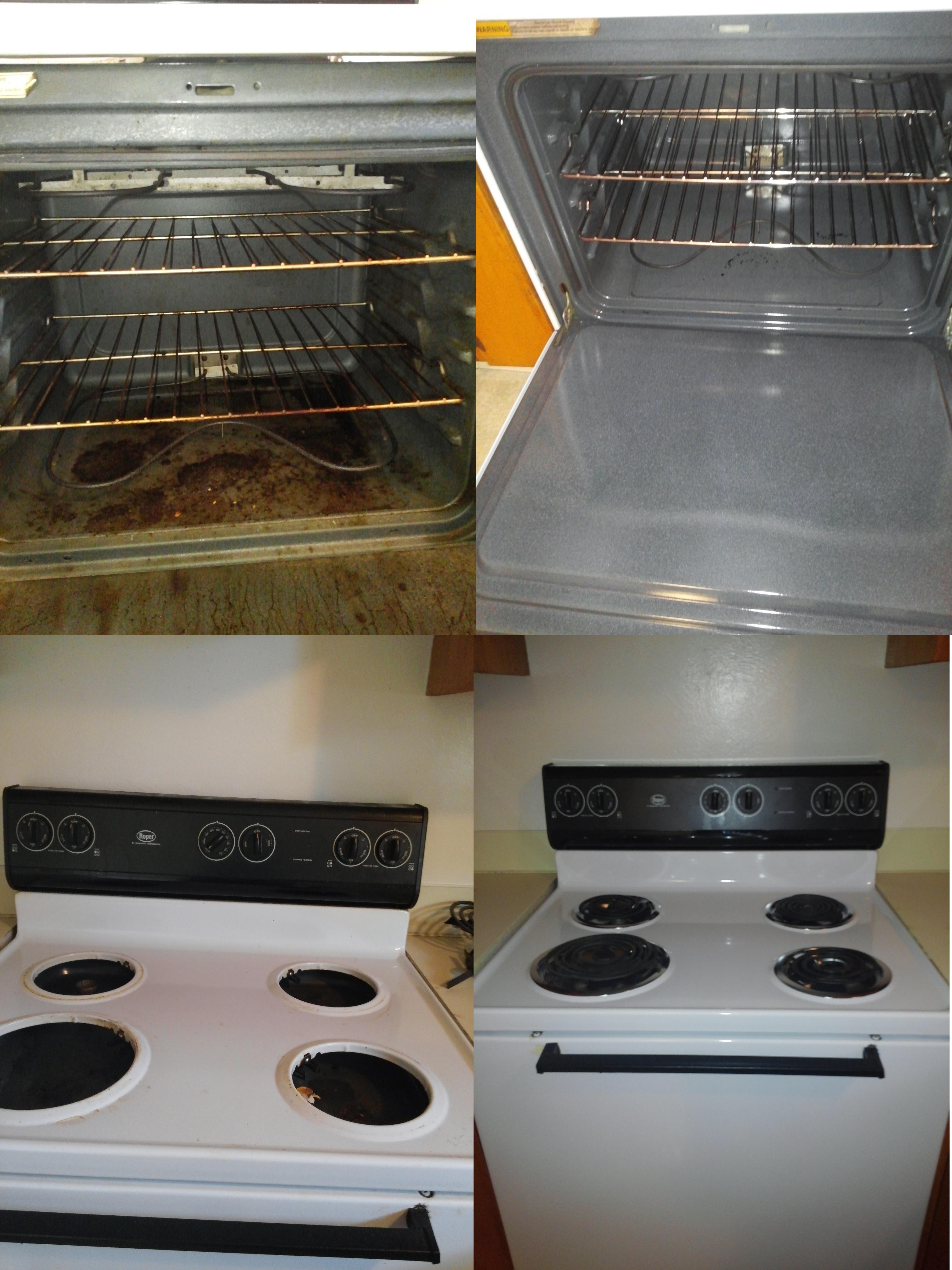 This is a photo of a recent oven we cleaned at a Move Out cleaning in a residential apartment complex in Salem Oregon.